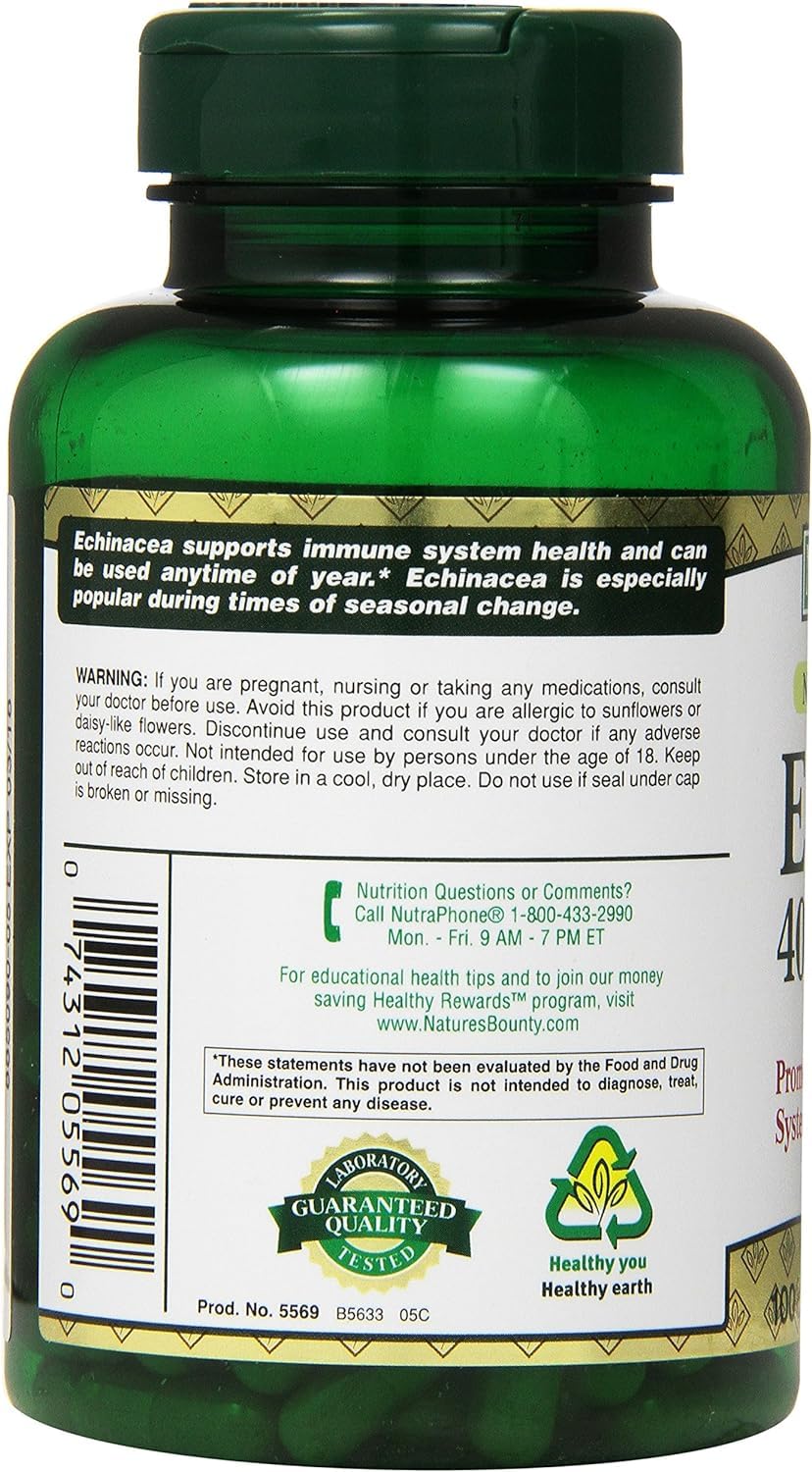 Nature's Bounty Echinacea 400 mg Capsules 600 Count