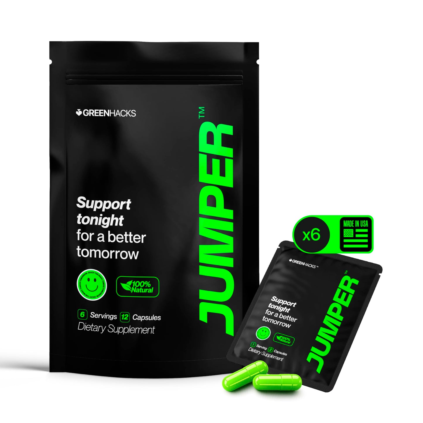 RawHarvest Jumper Hangover Support Wellness Supplement Capsule 6 Count
