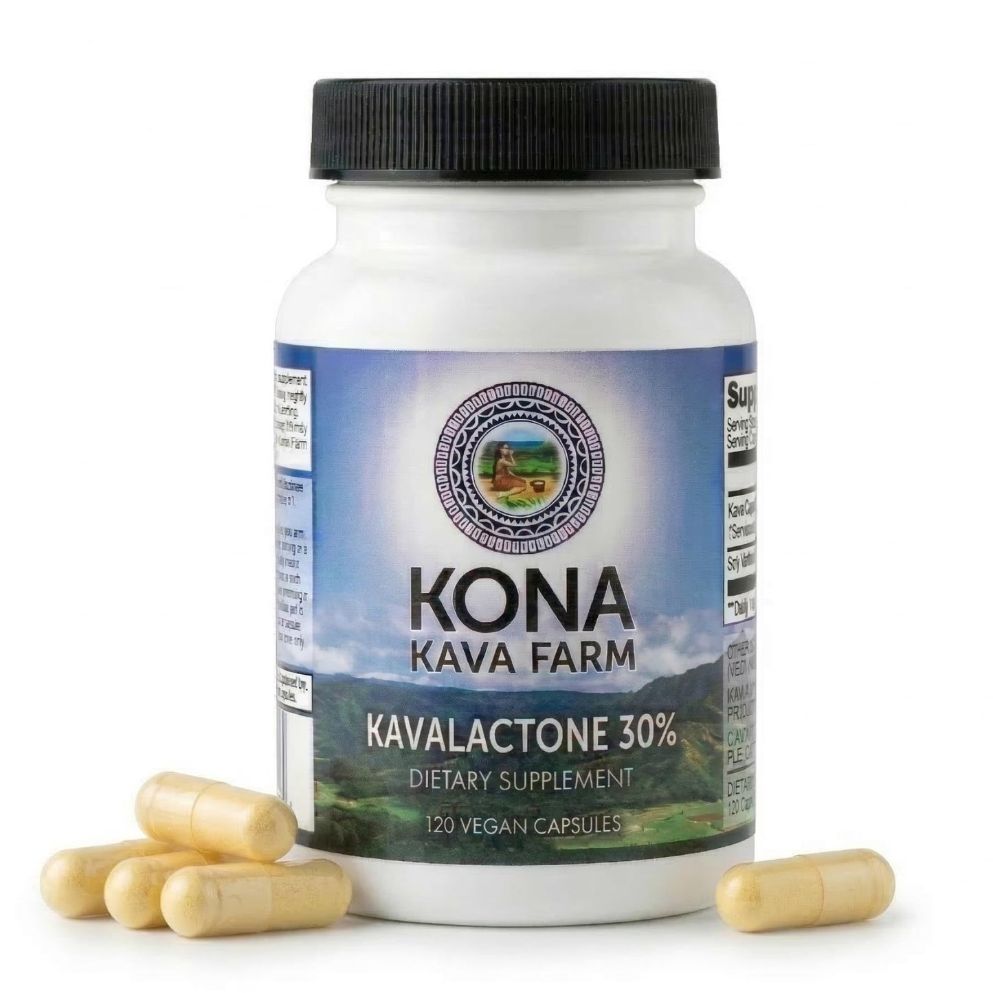 Kona Kava Farm Kava Extract Capsules (30% Kavalactone), 120 Count