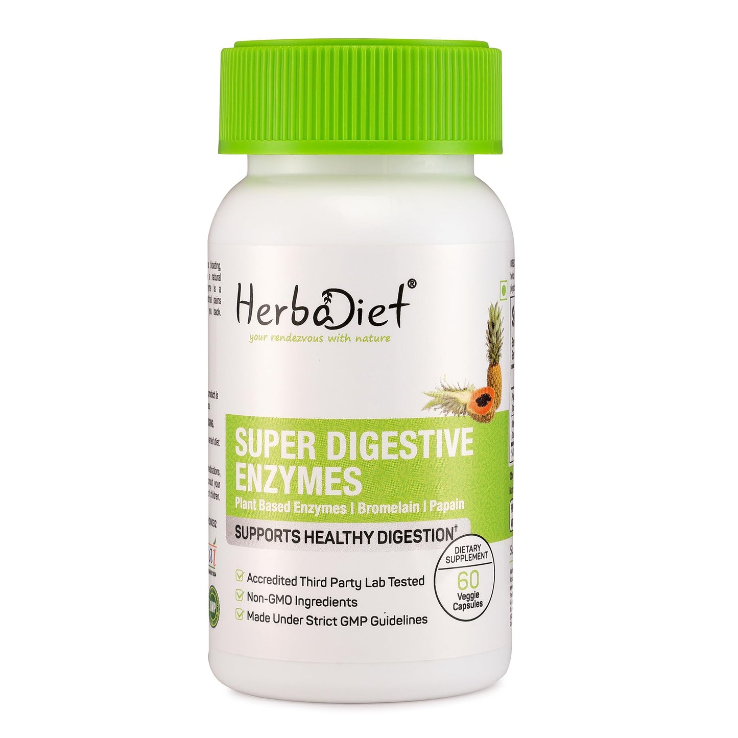 Herbadiet Digestive Enzyme Supplements Capsules, 60 Capsules