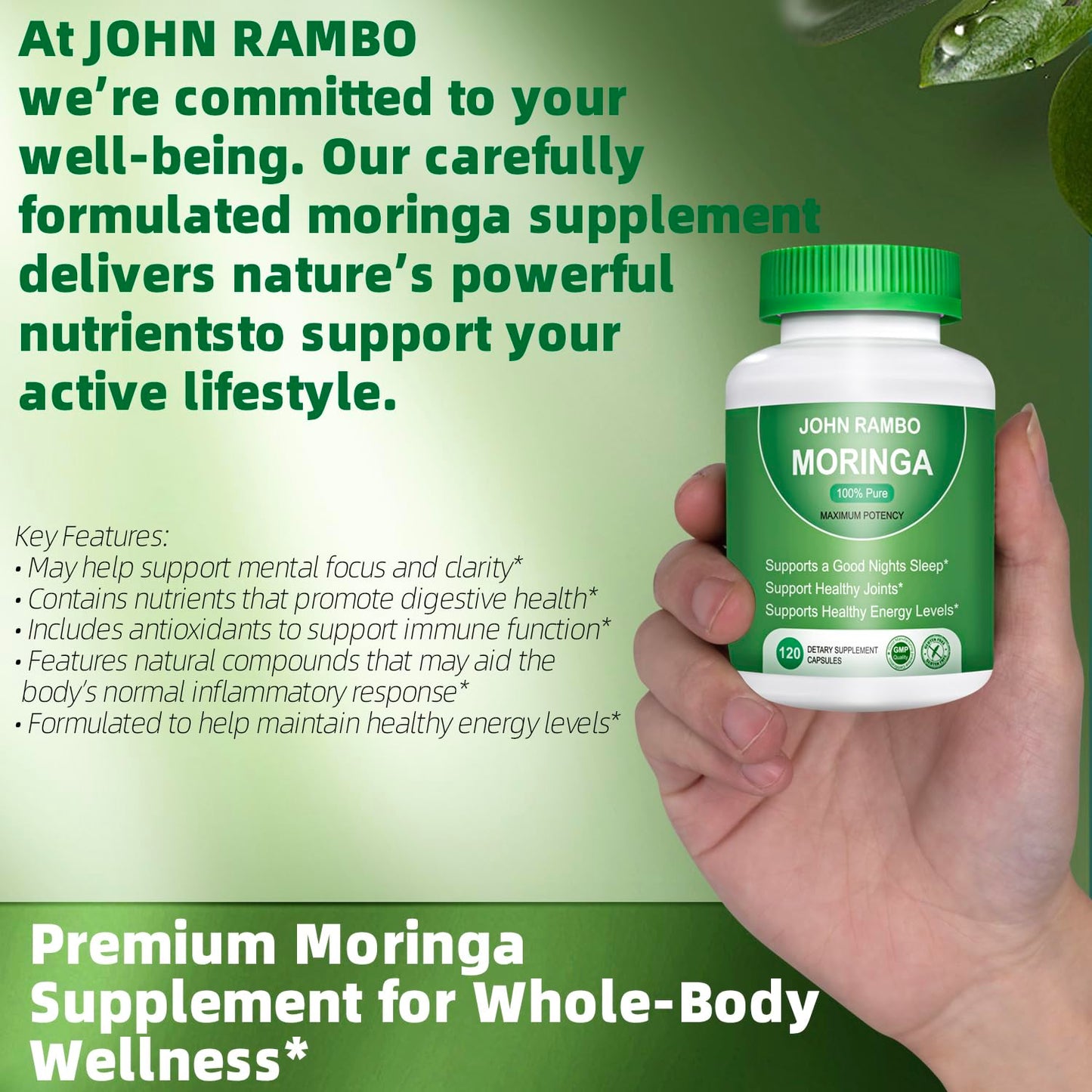 JOHN RAMBO Moringa Powder 1200mg Capsules 120