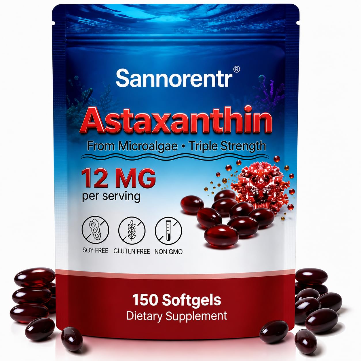 Sannorentr Astaxanthin 12MG Softgels 150 Count