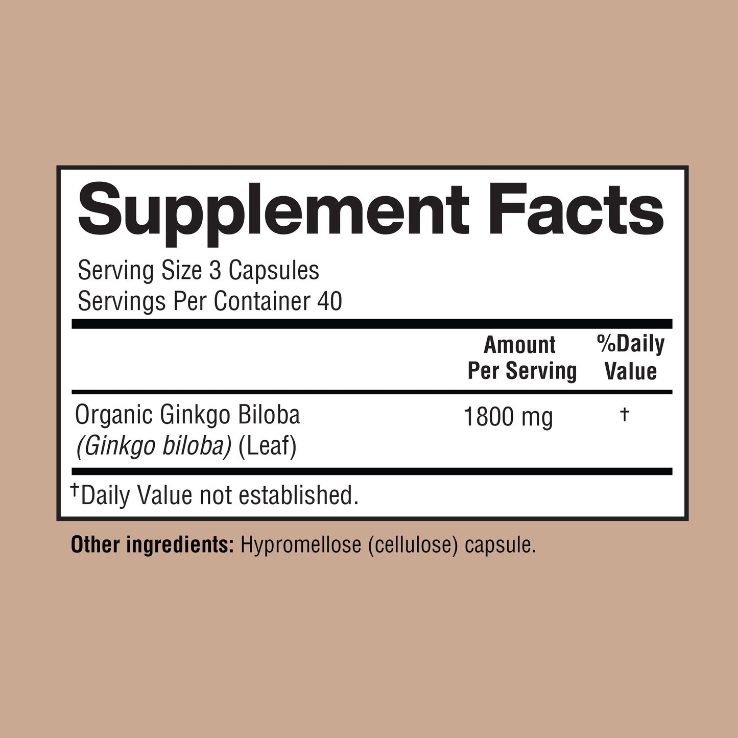 Happi Mi Nutrition Ginkgo Biloba Organic 1800mg Capsules, 120 Count