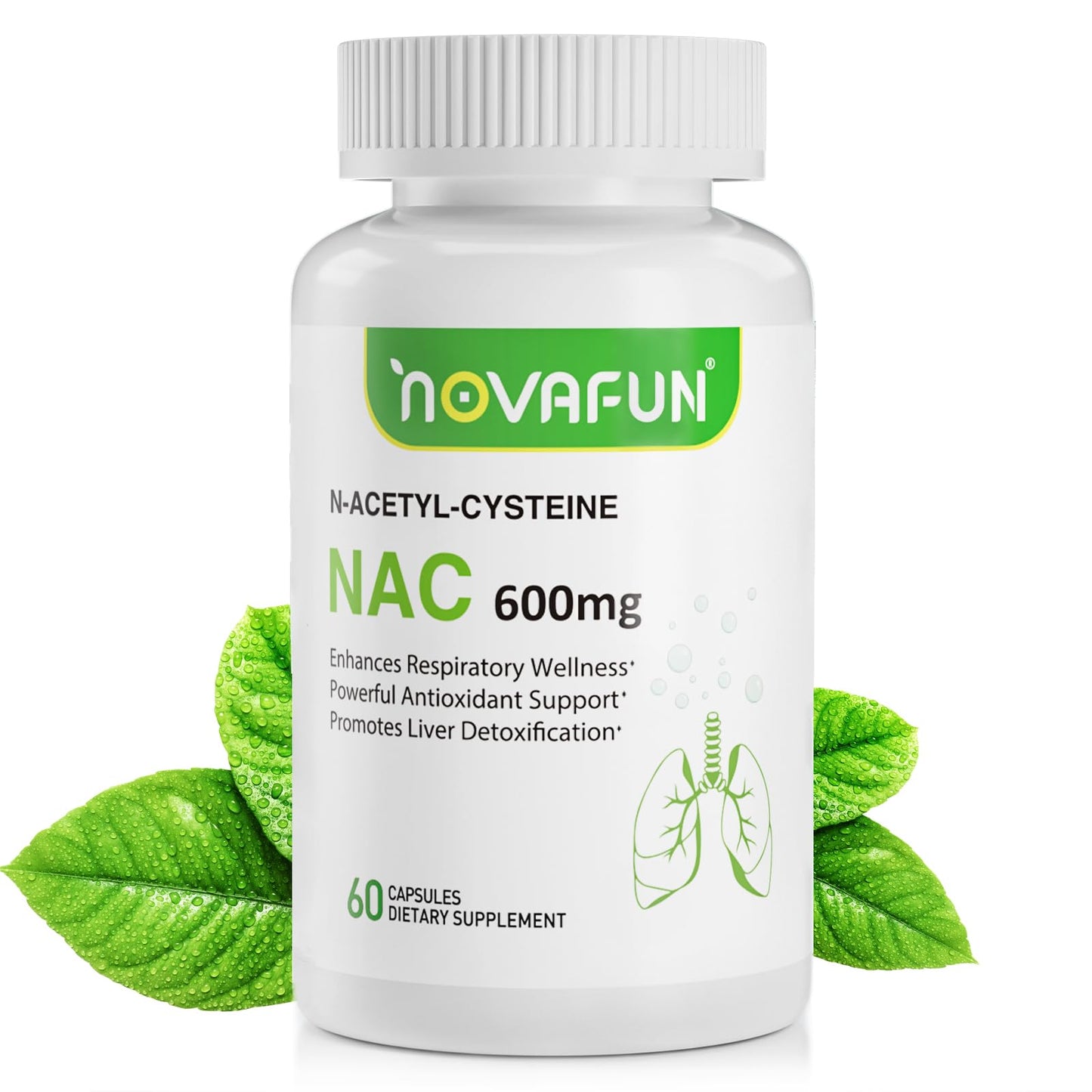 Novafun N-Acetyl Cysteine (NAC) 600mg Capsules, 60 Count