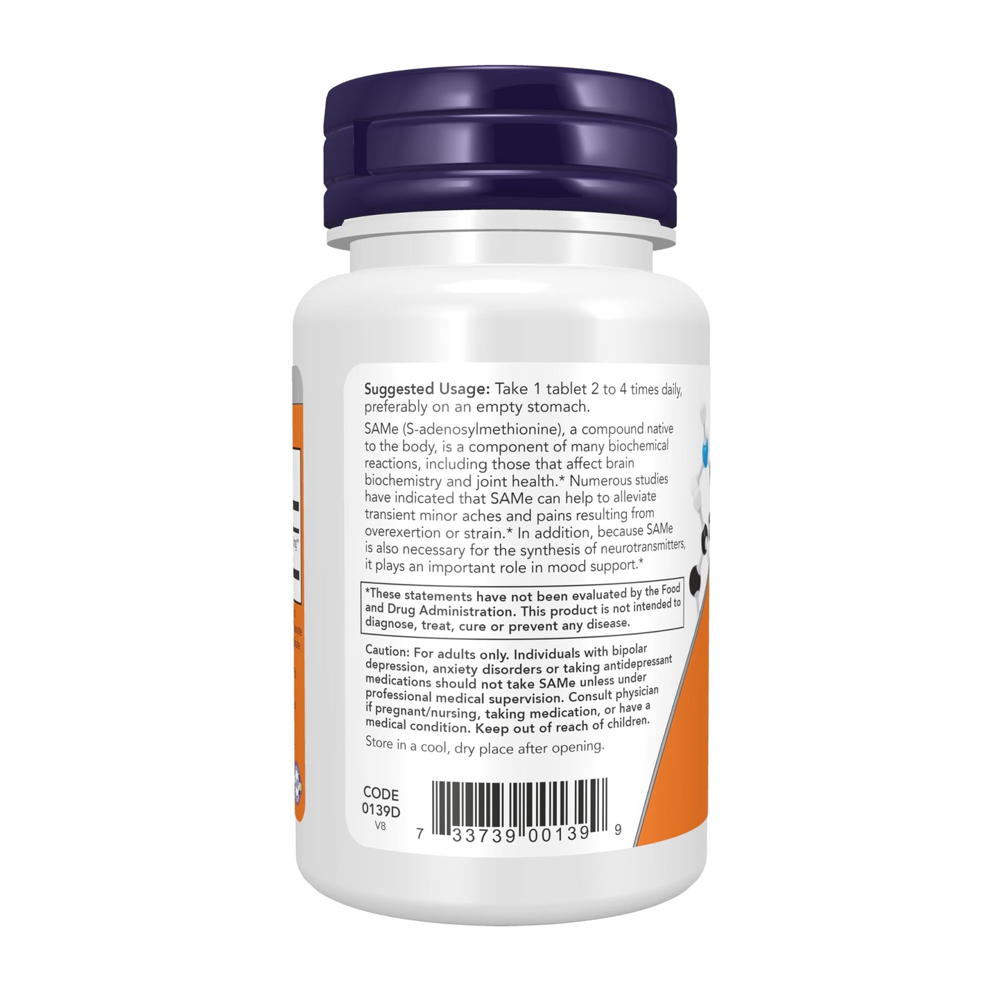 NOW Foods SAMe (S-Adenosyl-L-Methionine) 400 mg Tablet, 30 Tablets