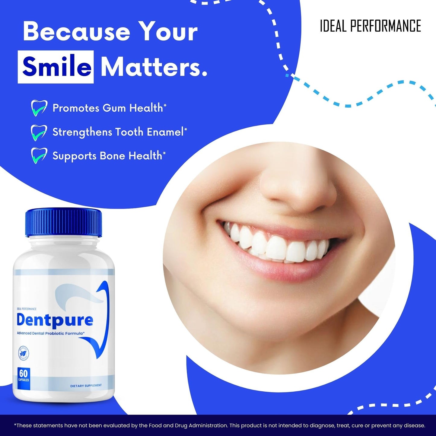 IDEAL PERFORMANCE Dentpure Oral Probiotics for Teeth and Gums Capsules, 60 Capsules