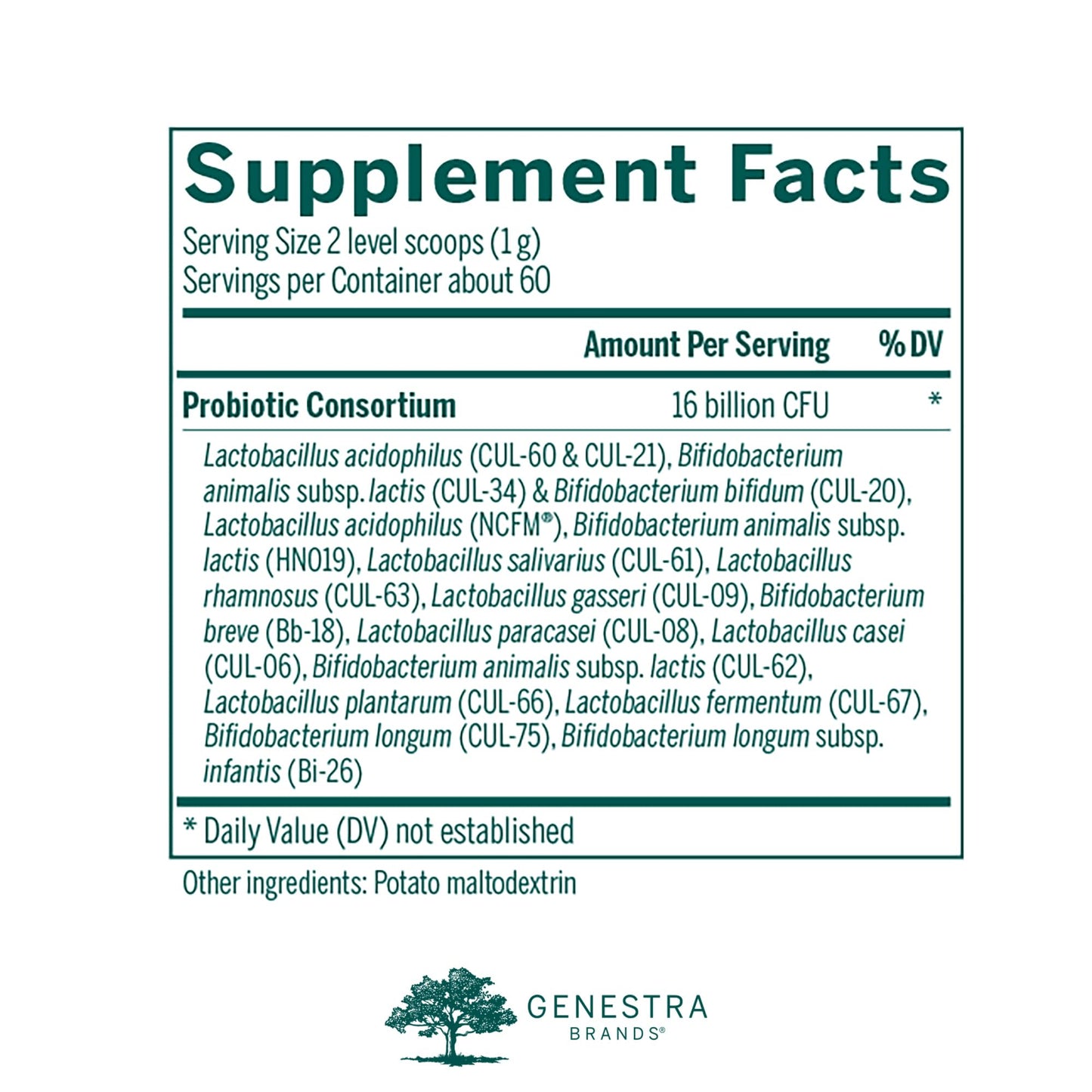 Genestra Brands HMF Multi Strain Powder 2.1 Ounces