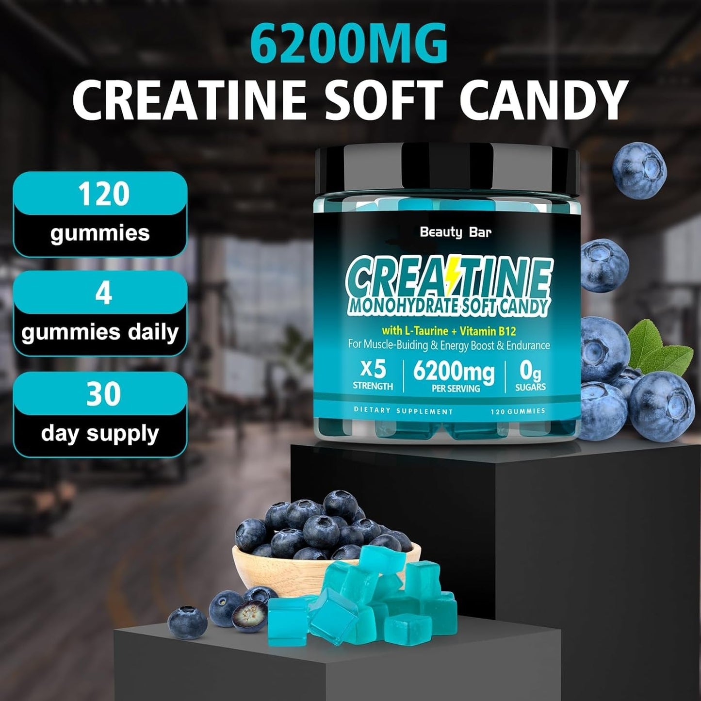 Beauty Bar Creatine Monohydrate Gummies, 120 Count