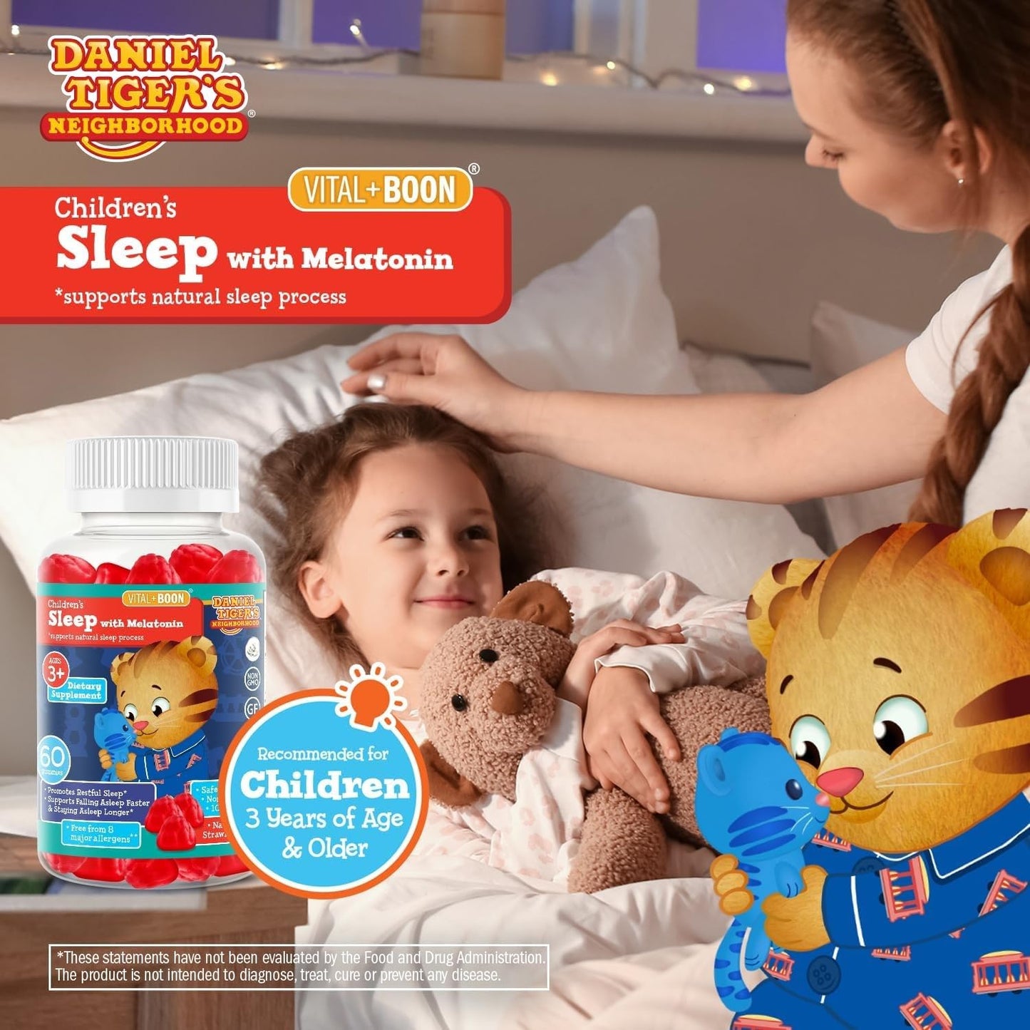 Vital+Boon Daniel Tiger Kids Melatonin Gummies, Gummy, 60 Count
