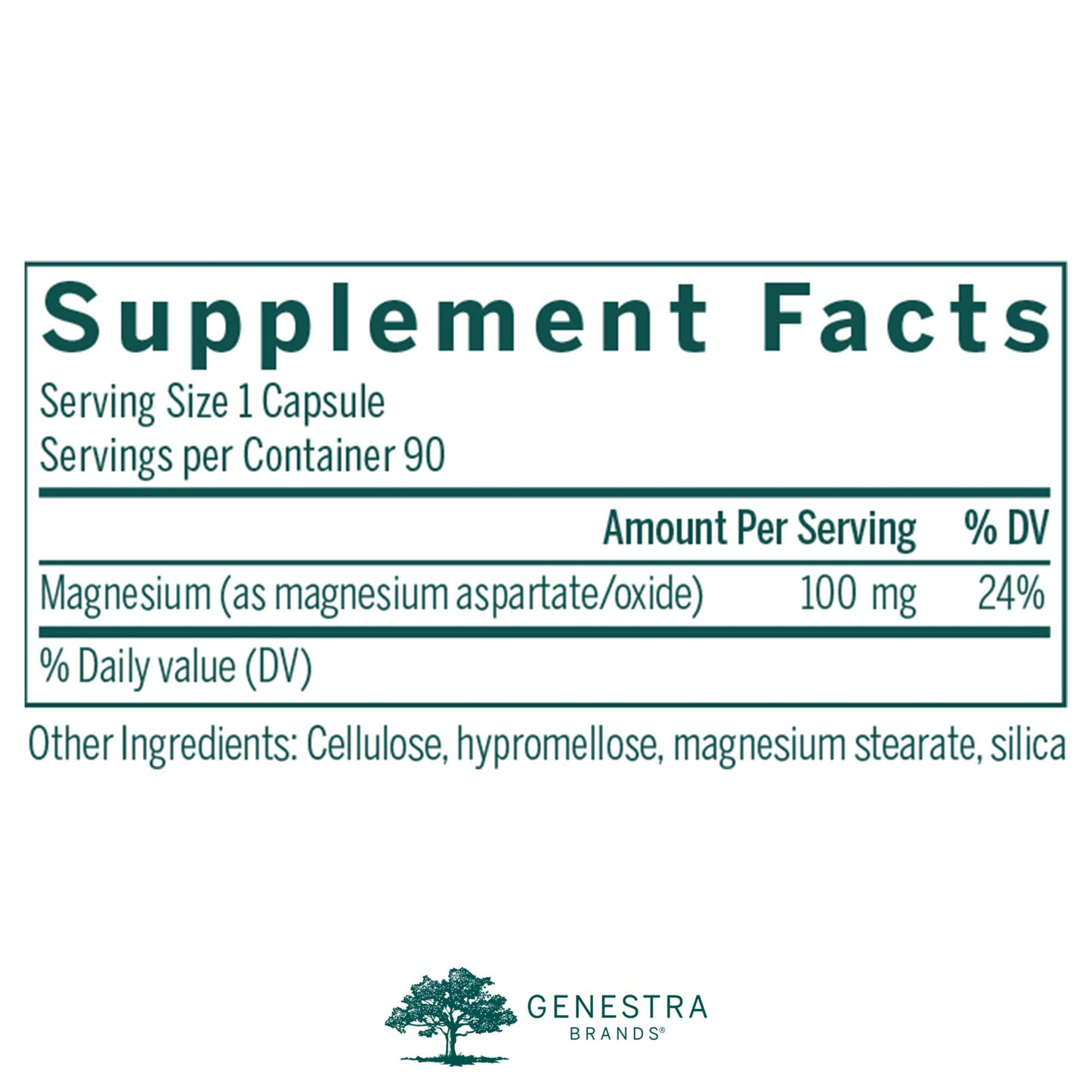 Genestra Brands Magnesium Aspartate Mineral Supplement Capsules, 90 Count
