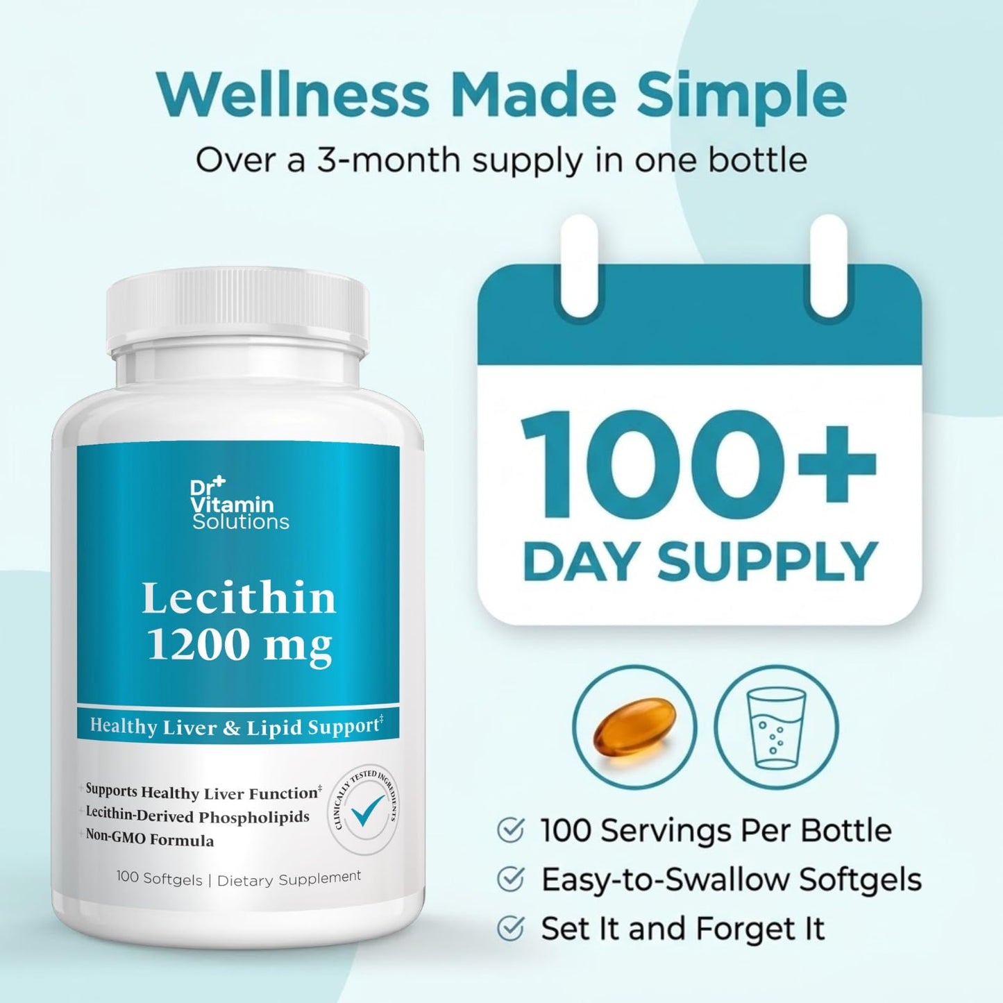 DR VITAMIN SOLUTIONS Soy Lecithin 1200 mg Softgels, 100 Softgels