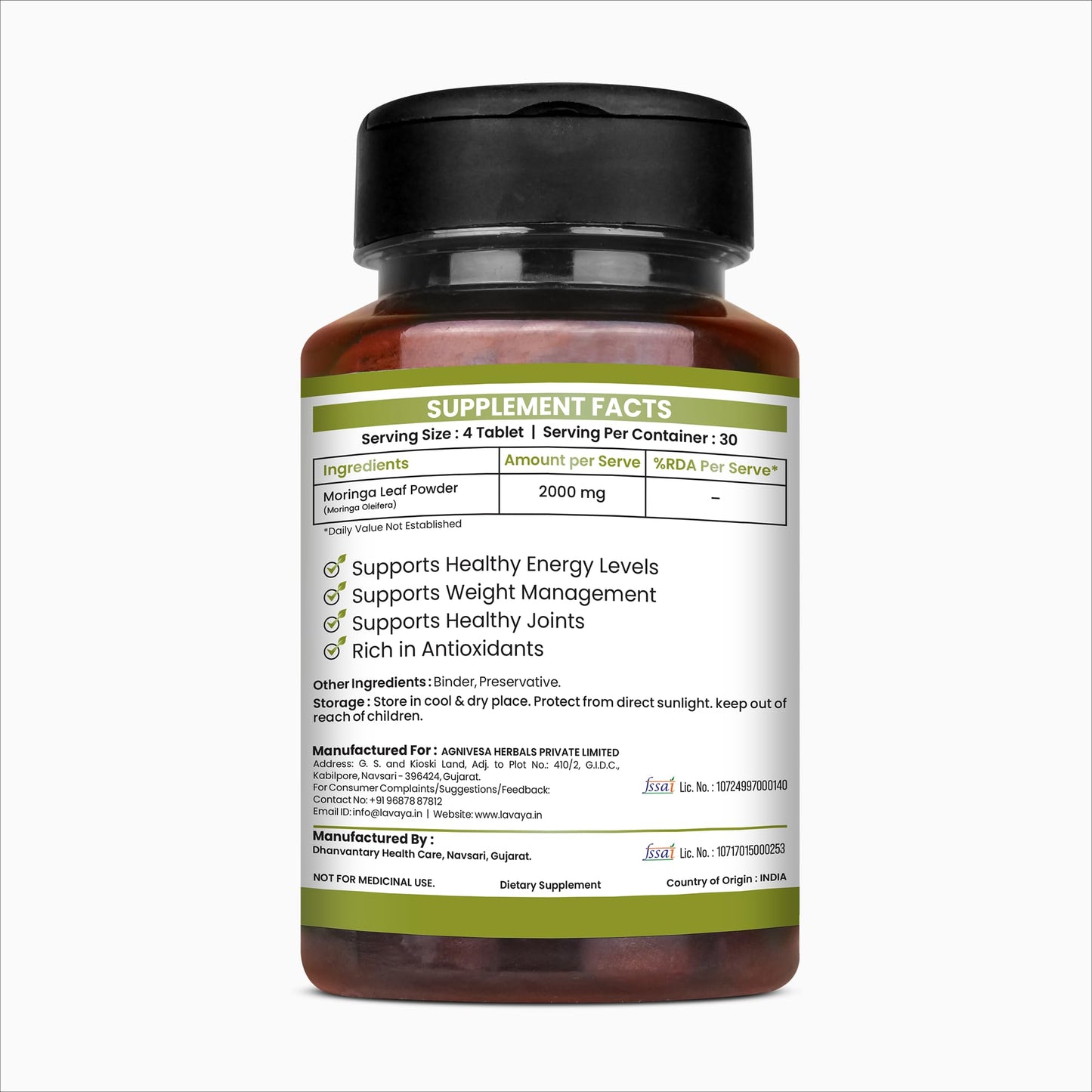 Lavaya Organic Moringa Tablets Tablet 1 Count