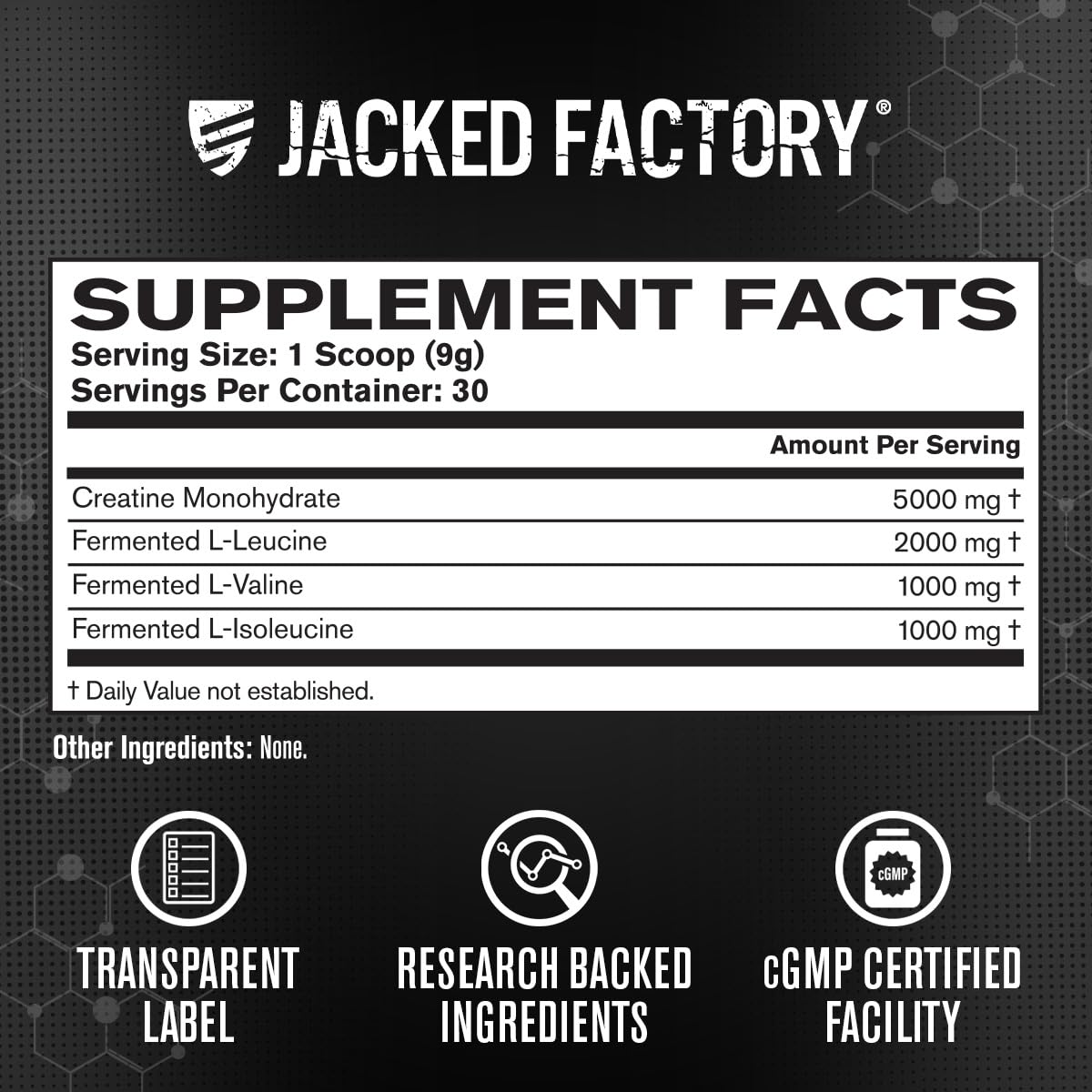 Jacked Factory Creatine Monohydrate + BCAA Powder, 30 Servings
