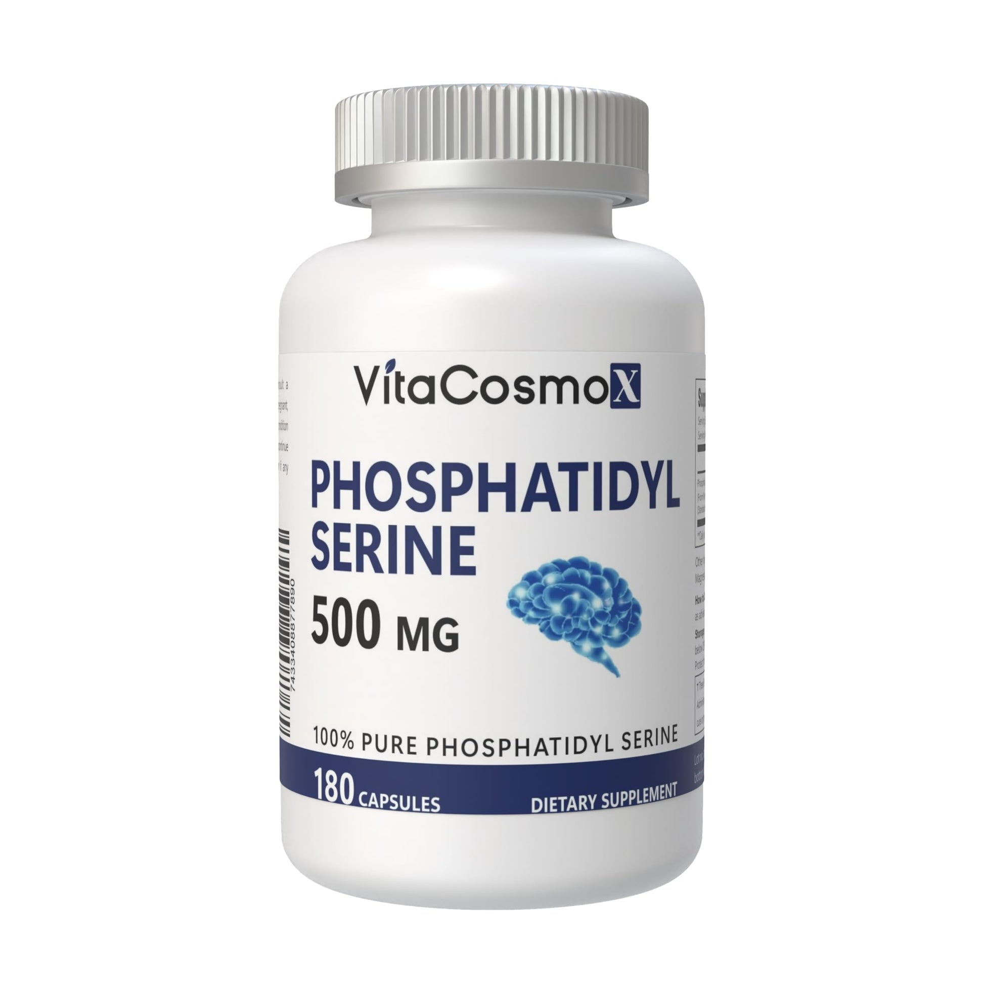 VitaCosmoX Phosphatidylserine 500mg Veggie Capsules, 180 Count
