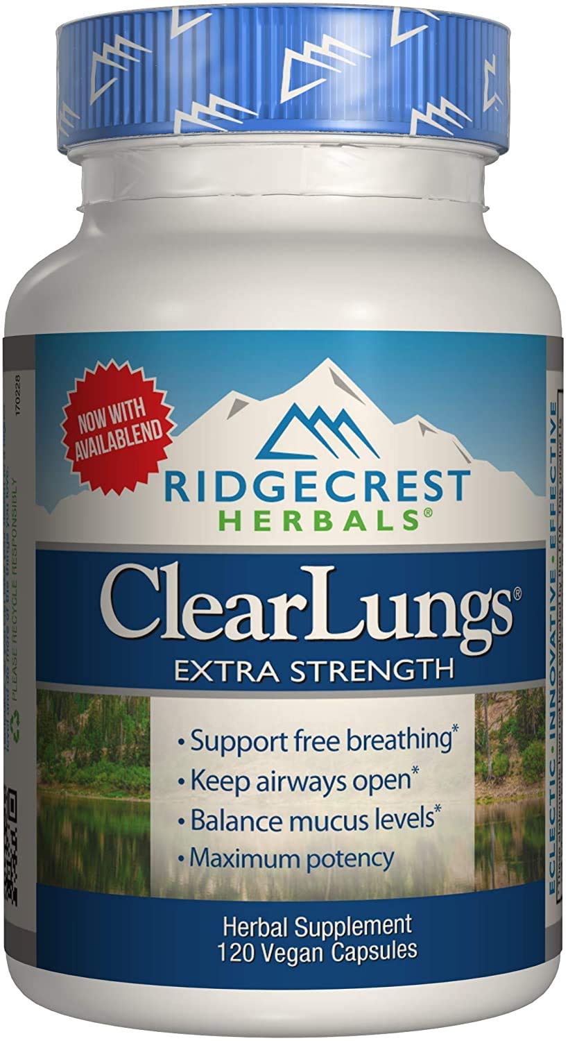 RidgeCrest Herbals Clearlungs Extra Strength Homeo/Herbal Decongestant Capsules, 120 Count