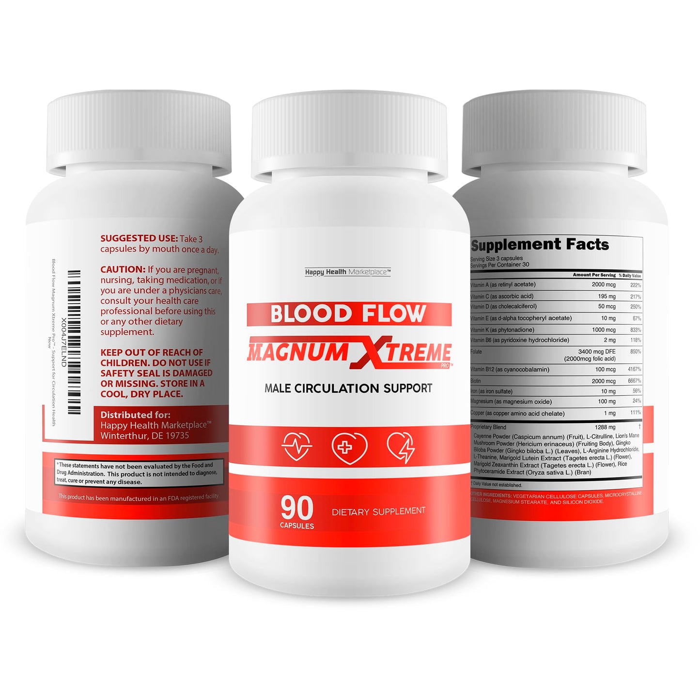Happy Health Marketplace Blood Flow Magnum Xtreme Pro Capsule 90 Count