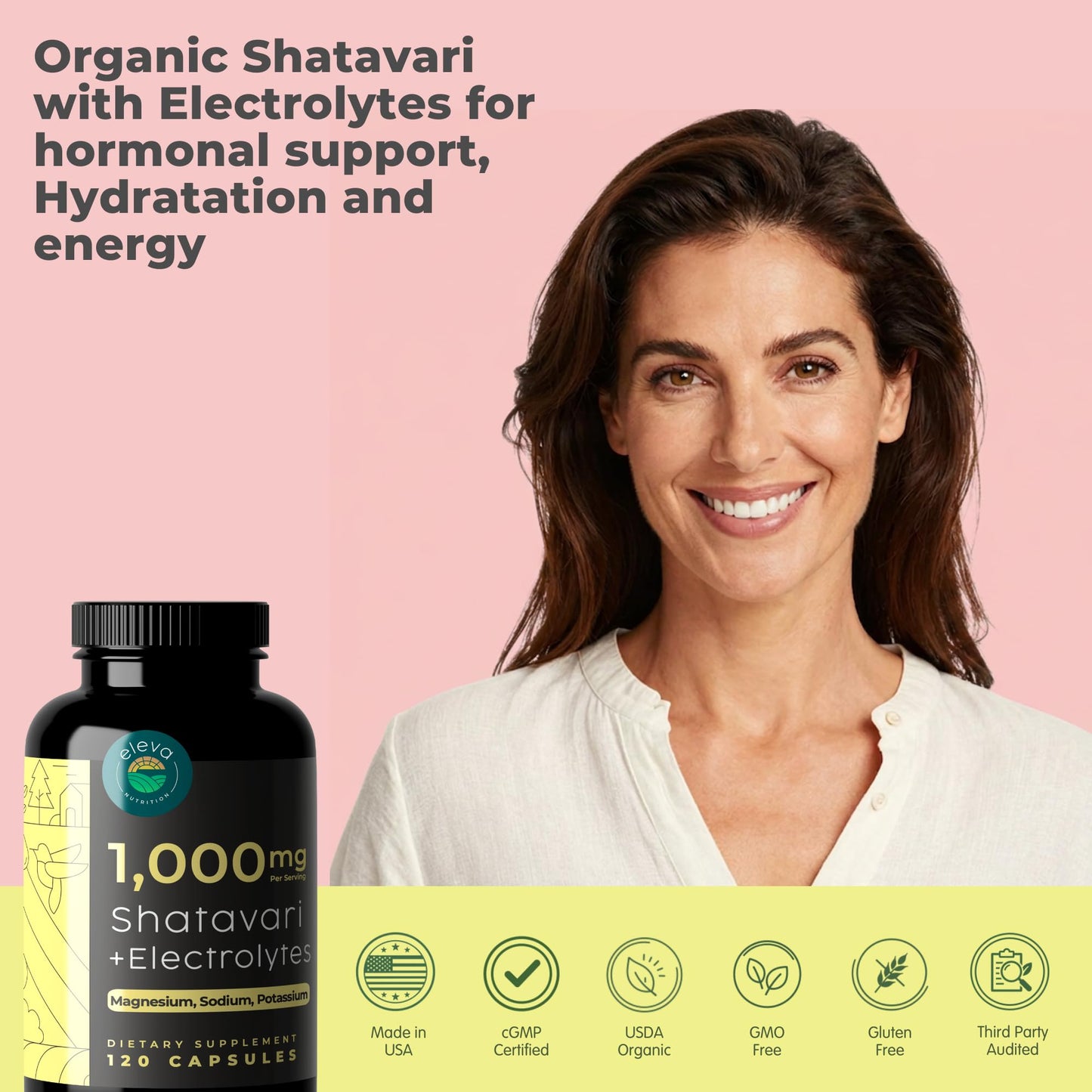 Eleva Nutrition Organic Shatavari Root Capsules, 120 Count