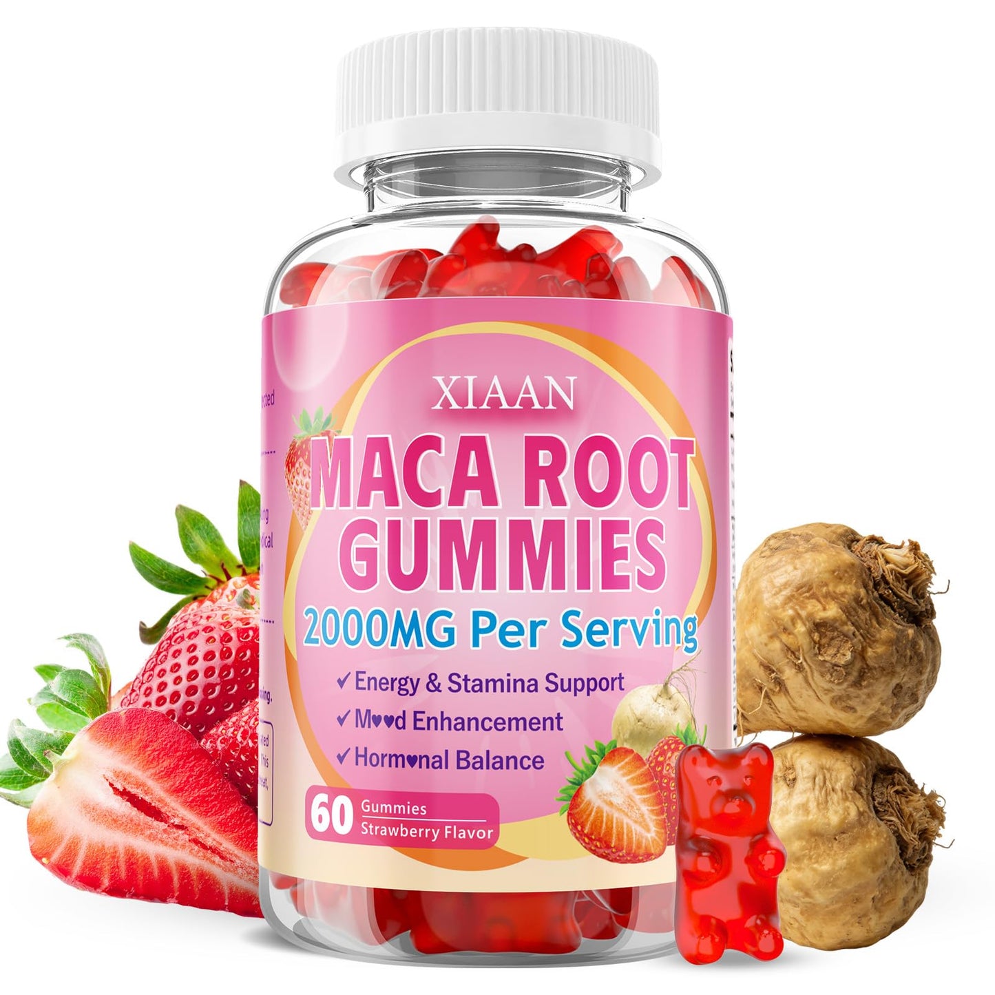 XIAAN Maca Root Gummies for Women & Men 60 Count