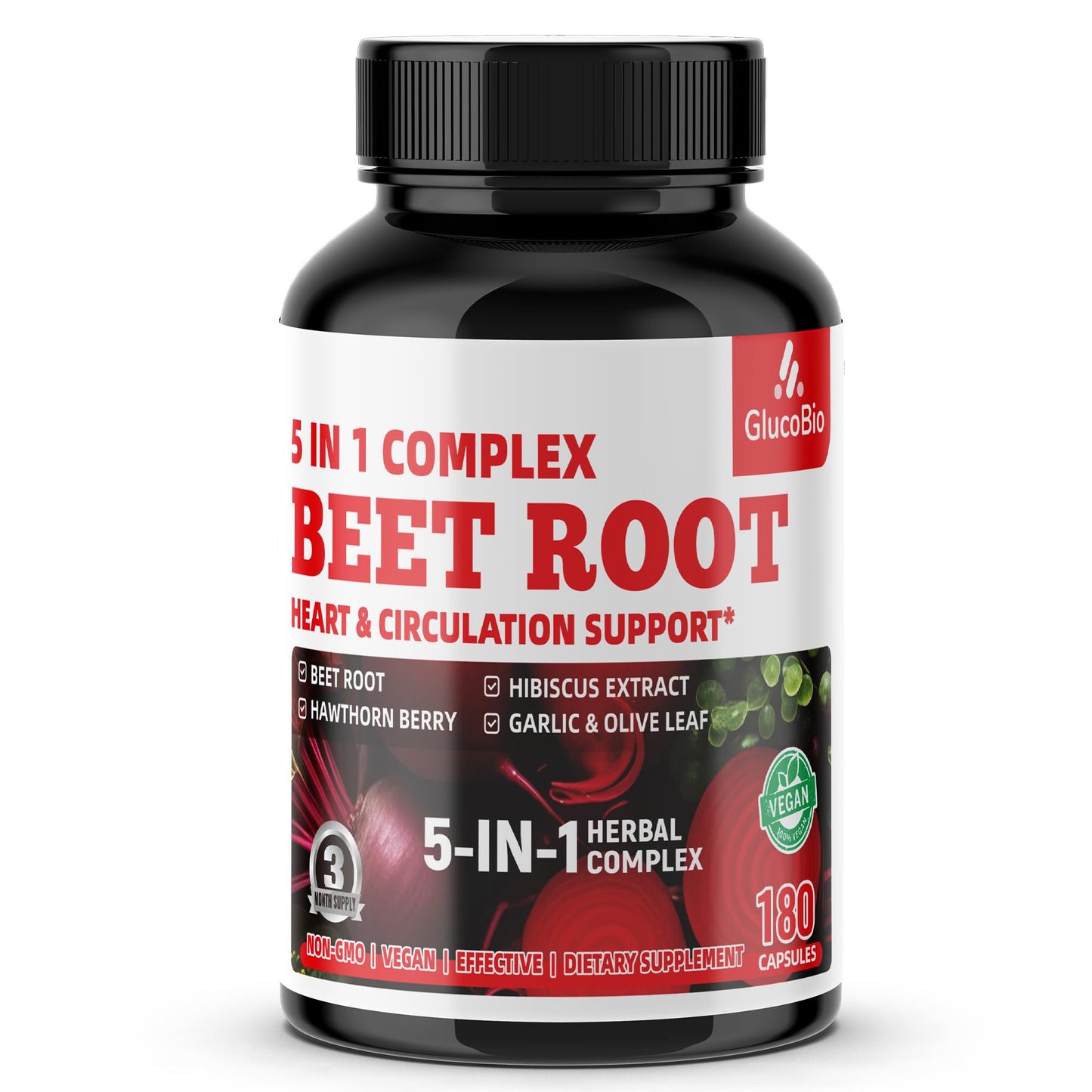 GlucoBio Beet Root Capsules 180 Count