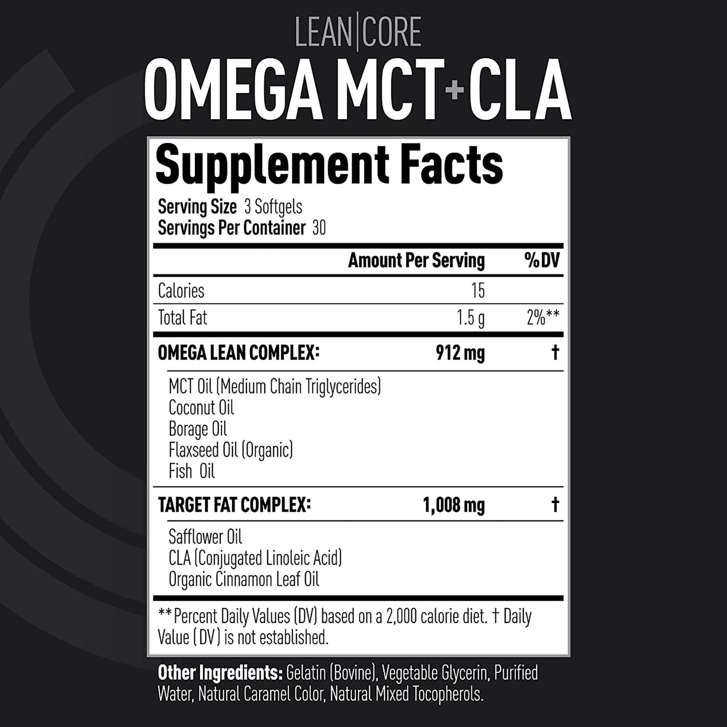 CORE ACTIVE Lean Omega MCT + CLA - Stimulant Free Health Formula, Lean Muscle & Toned Physique, Omega 3-6-9 Fatty Acids - Flaxseed Fish Oil- Coconut Oil- Keto Friendly 30 Day Supply, 90 Softgels