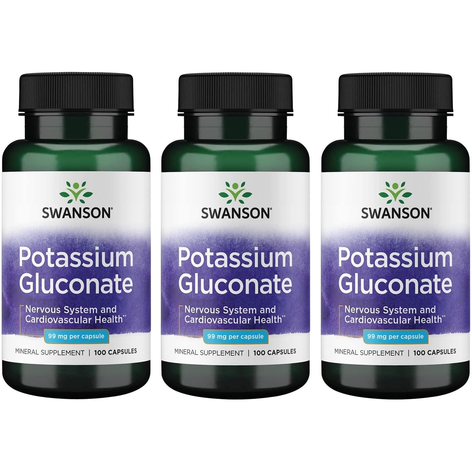 Swanson Potassium (Gluconate) 99 Milligrams Capsules, 300 Count