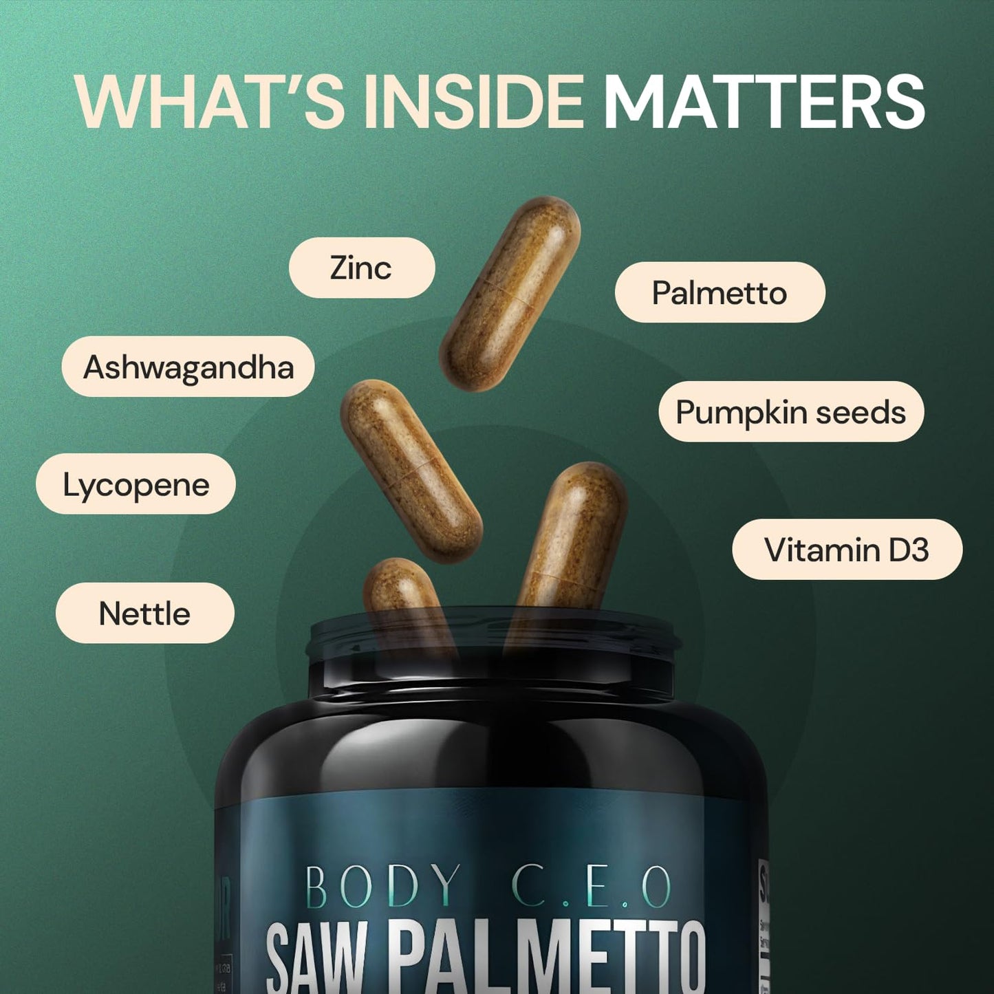 Body C.E.O. Saw Palmetto for Men 1500mg Capsules, 60 Capsules