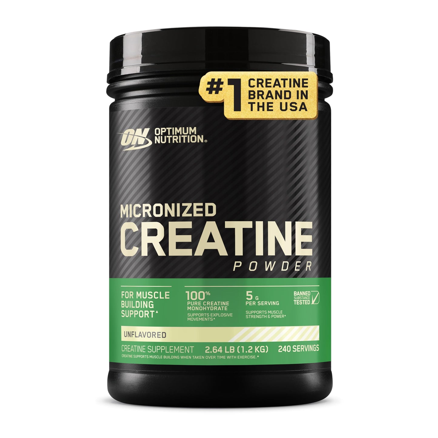 Optimum Nutrition Micronized Creatine Monohydrate, Unflavored, Powder, 240 Servings