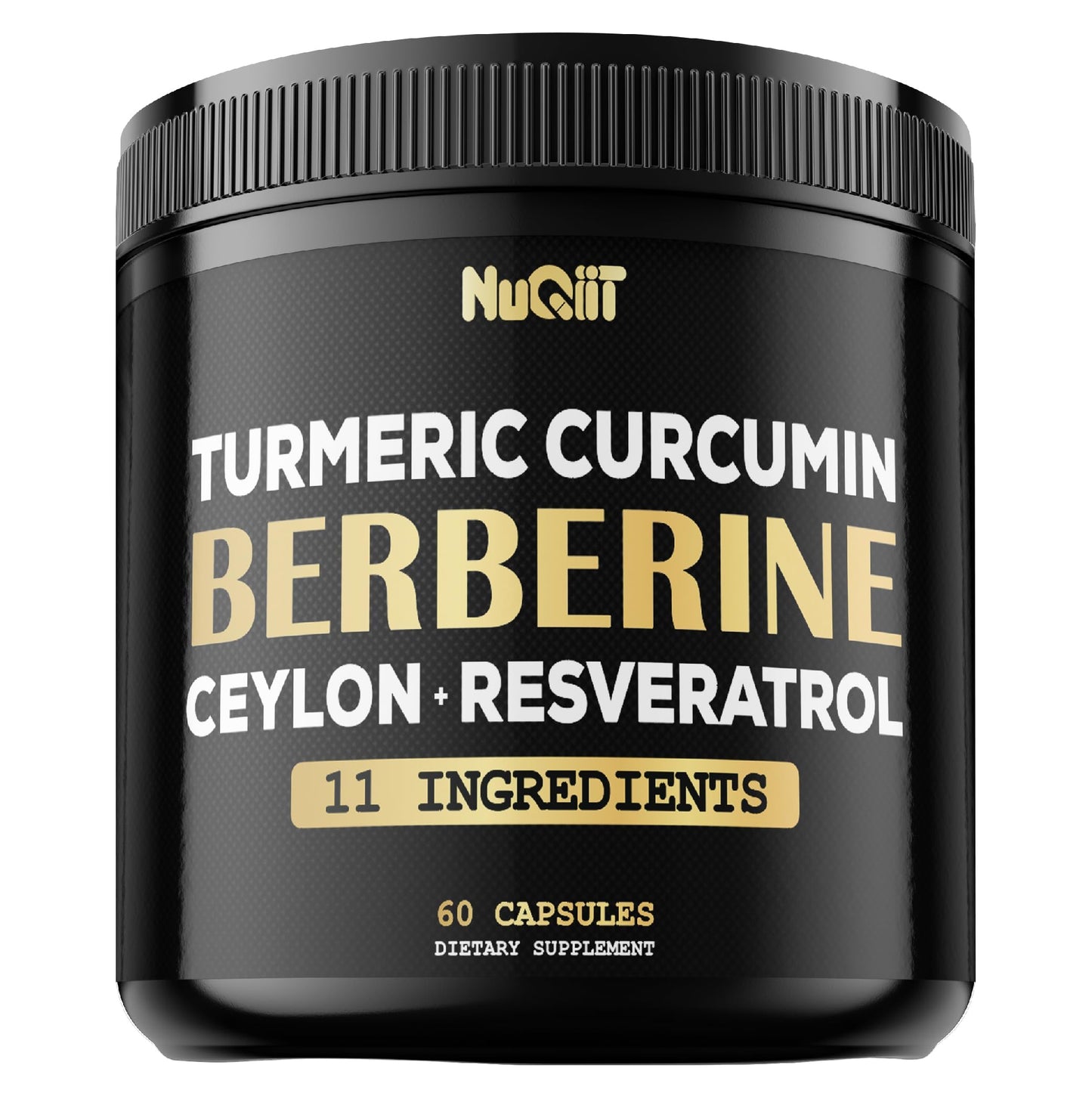 NUQIIT Berberine Supplement with Turmeric Curcumin & Trans-Resveratrol, 60 Capsules