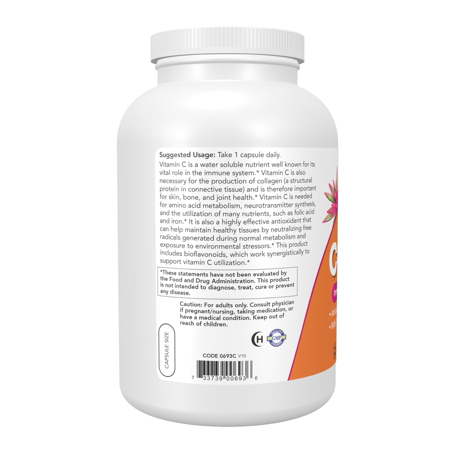 NOW Foods Vitamin C-1,000 with 100 mg Bioflavonoids, Antioxidant Protection* 500 Veg Capsules