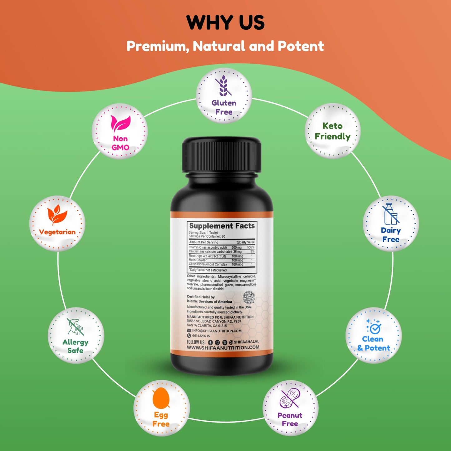 SHIFAA NUTRITION Vitamin C-500 Tablets 60