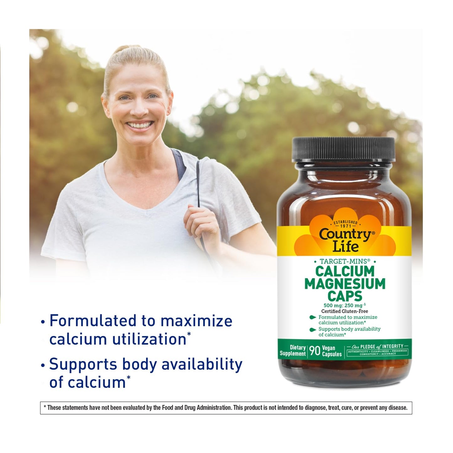 Country Life Target-Mins Calcium Magnesium Complex Capsules, 90 Count