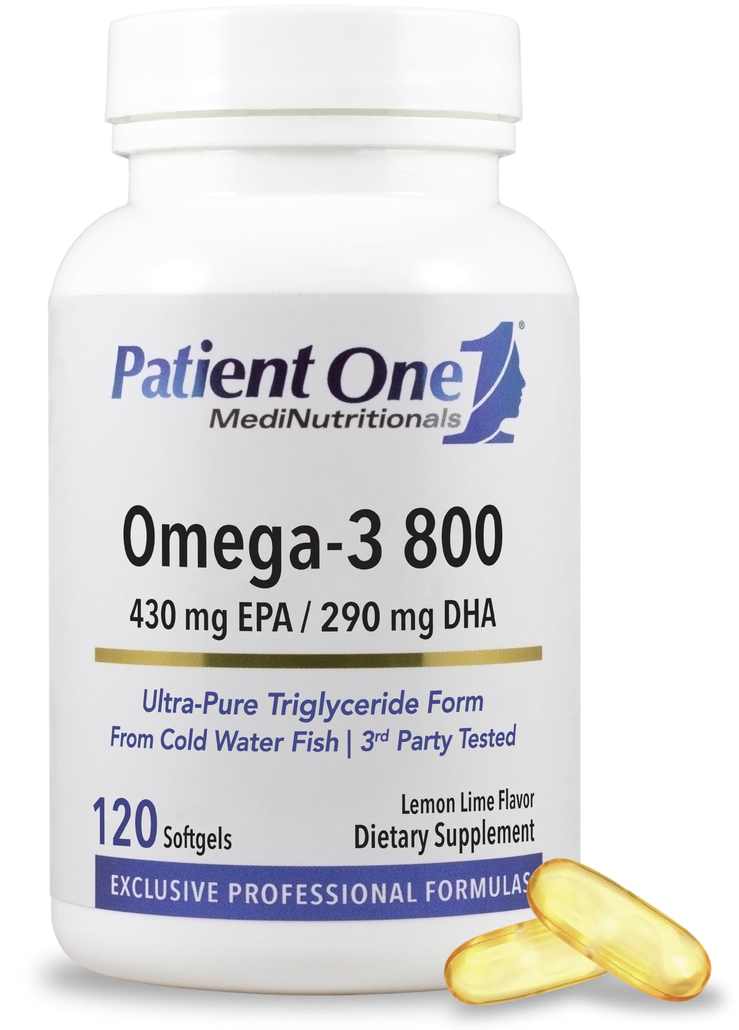 Patient One Omega-3 800 mg Fish Oil with EPA & DHA Softgel 120 Count