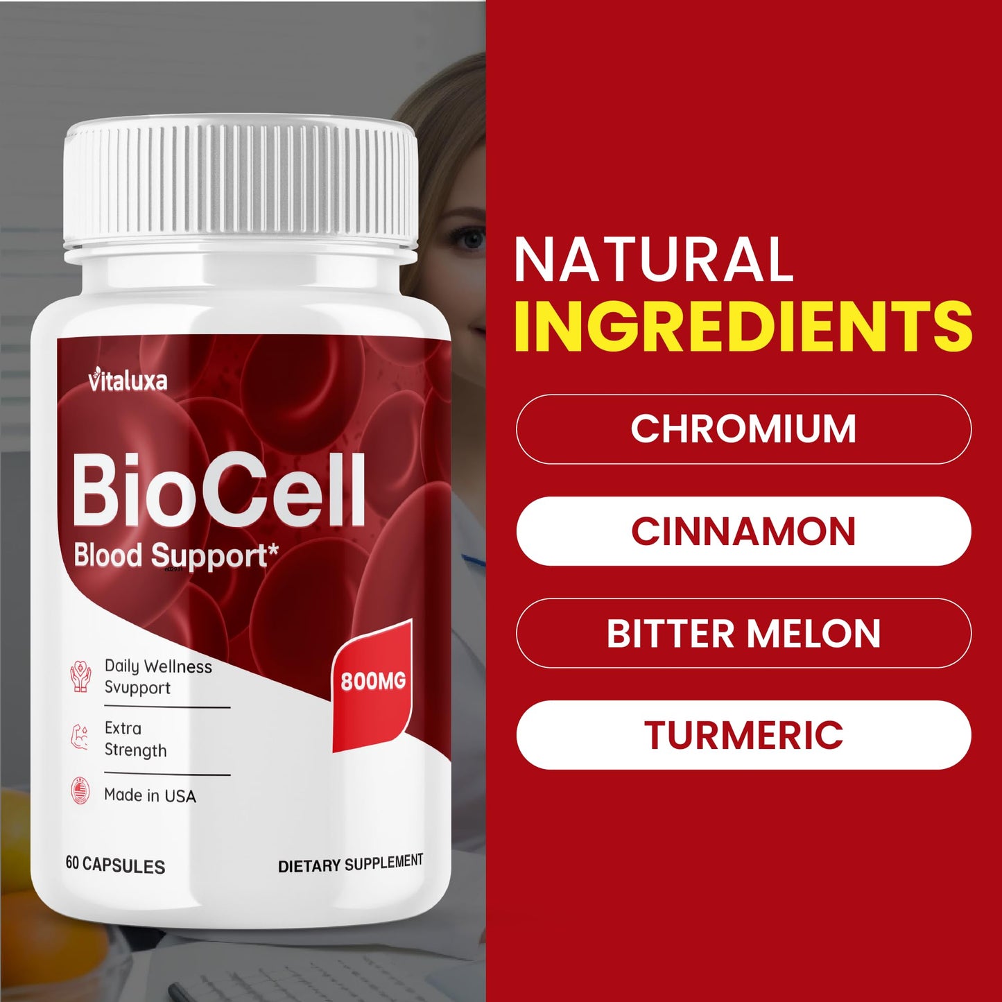 Vitaluxa Bio Cell Blood Health Support Supplement Capsules, 60 Count