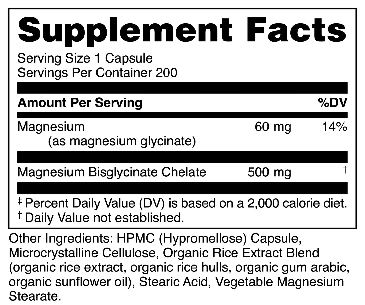 Bucked Up Magnesium Glycinate 500mg Capsules, 200 Count