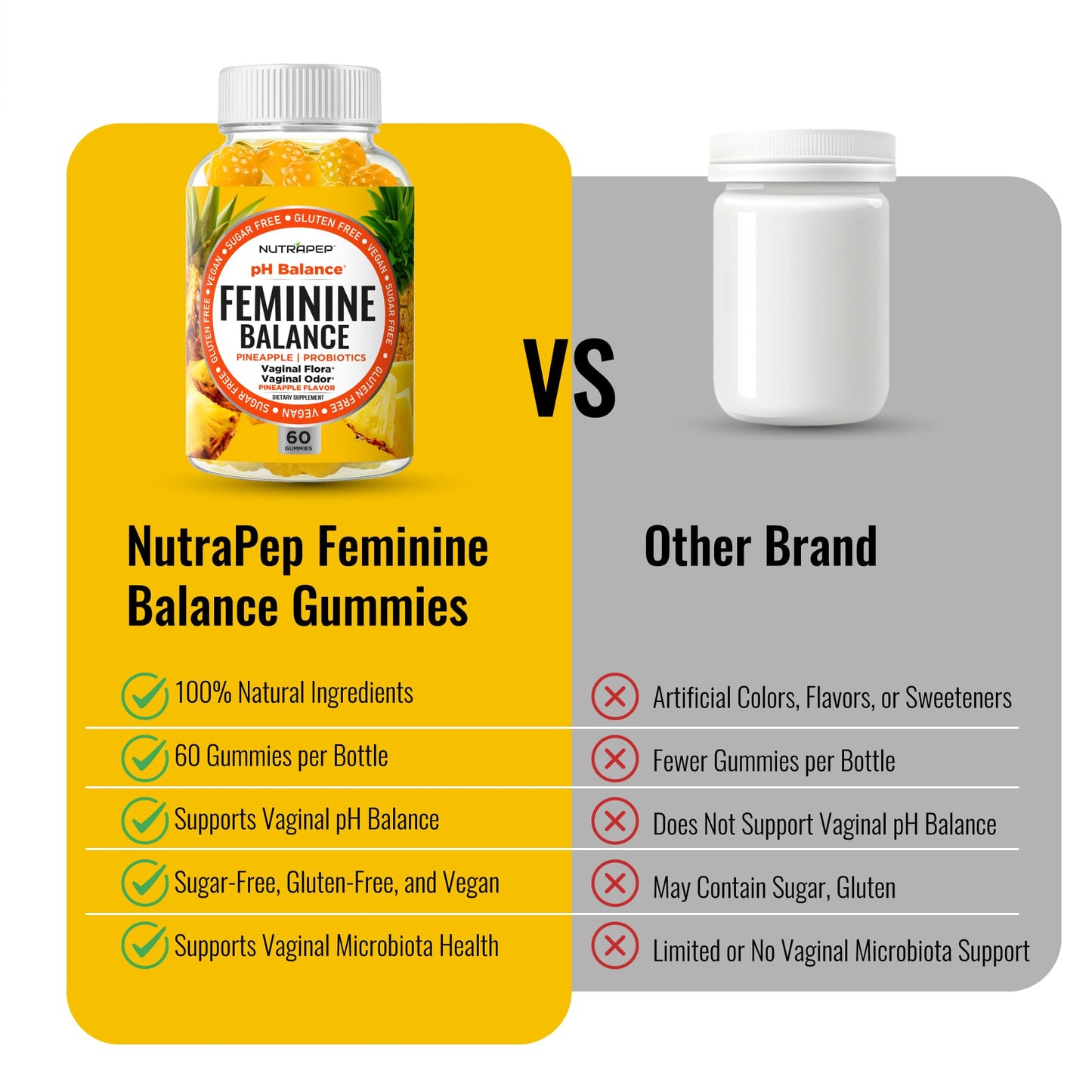 NutraPep Feminine Balance Probiotics Gummies for Women, 60 Count