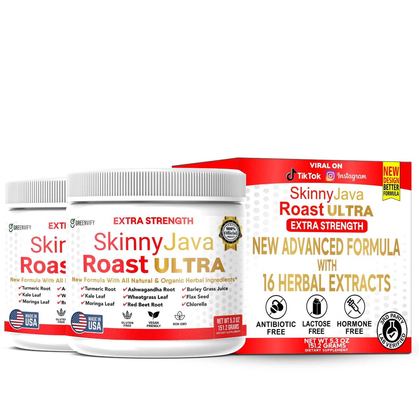 GREENVIFY SkinnyJava Roast Ultra Extra Strength Supplement Capsules, 60 Count