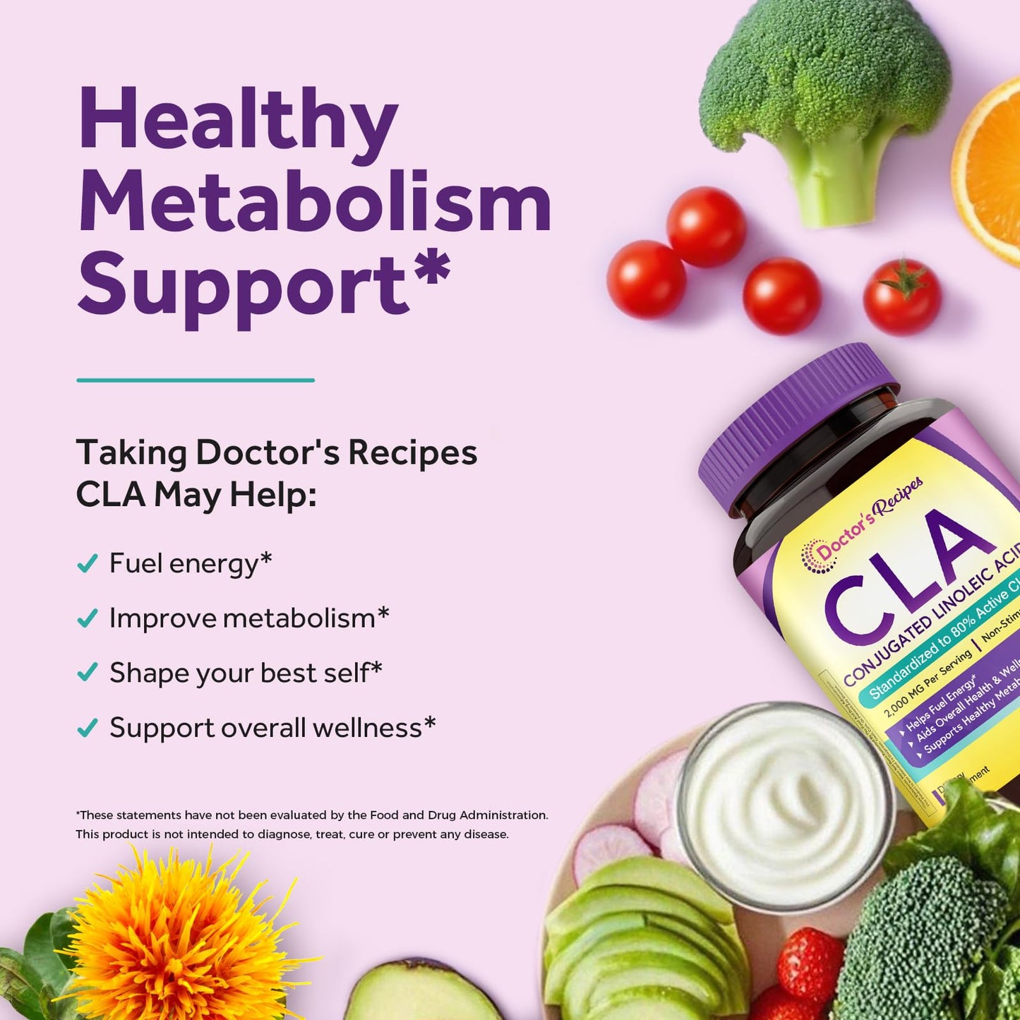 Doctor's Recipes CLA Supplements 2000mg Softgels 180 Count
