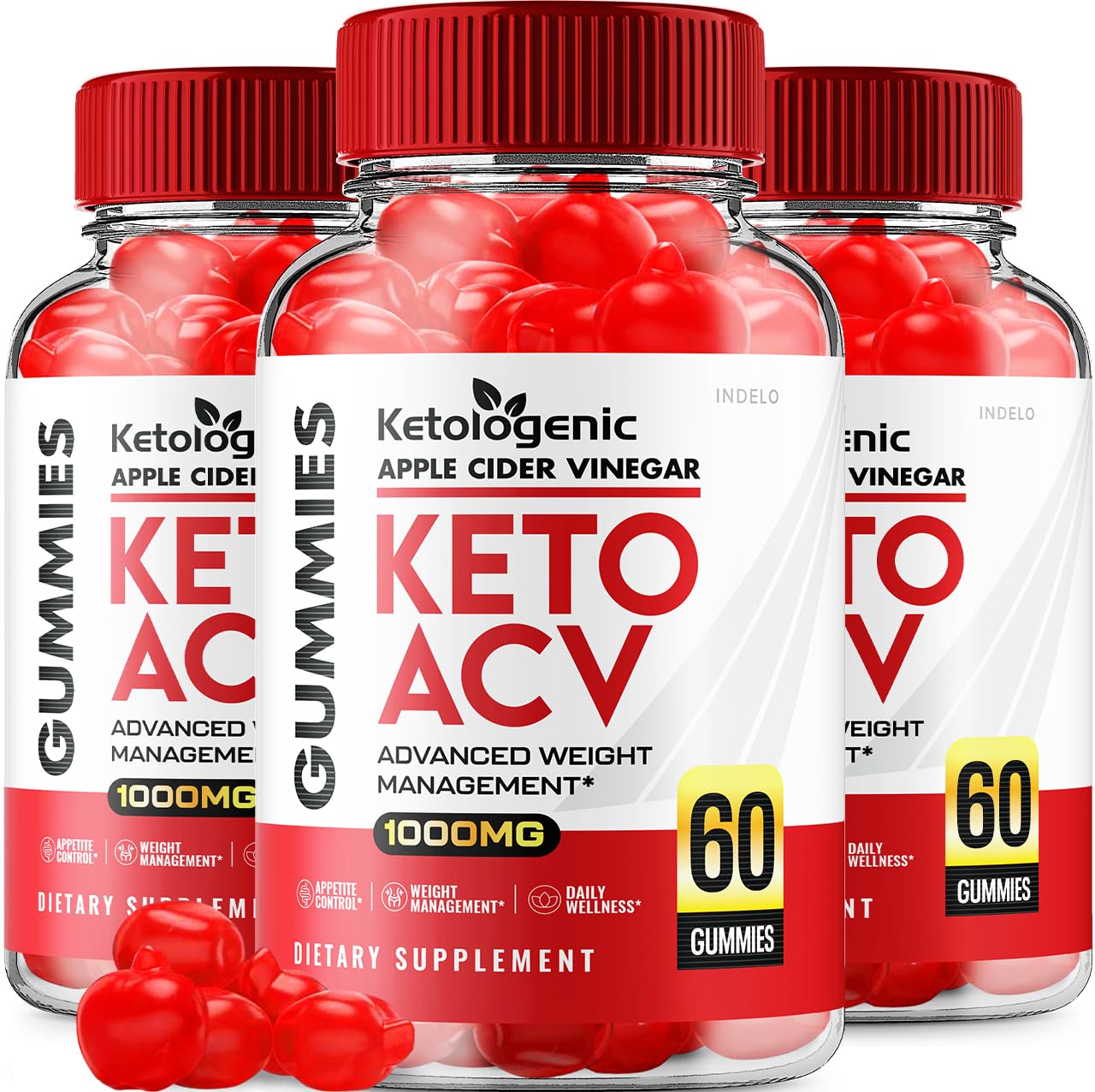 Indelo Ketologenic Keto ACV Gummies Advanced, Apple Cider Vinegar Weight Management Gummies, 180 Gummies