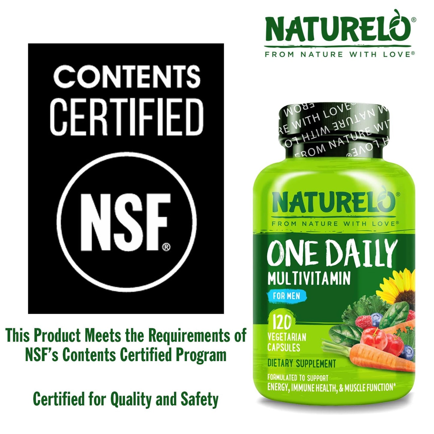 NATURELO Men's Multivitamin One Daily Multivitamin for Men, Capsule, 120 Count