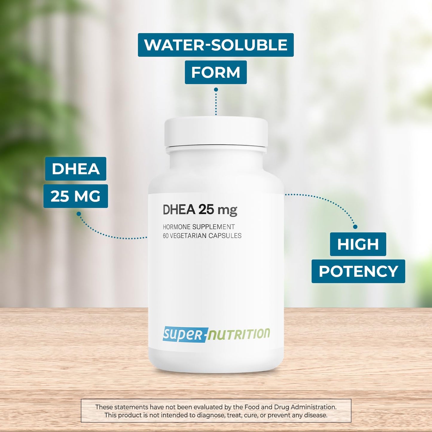 Supersmart DHEA 25mg Per Day DHEA Supplement Capsule, 60 Count