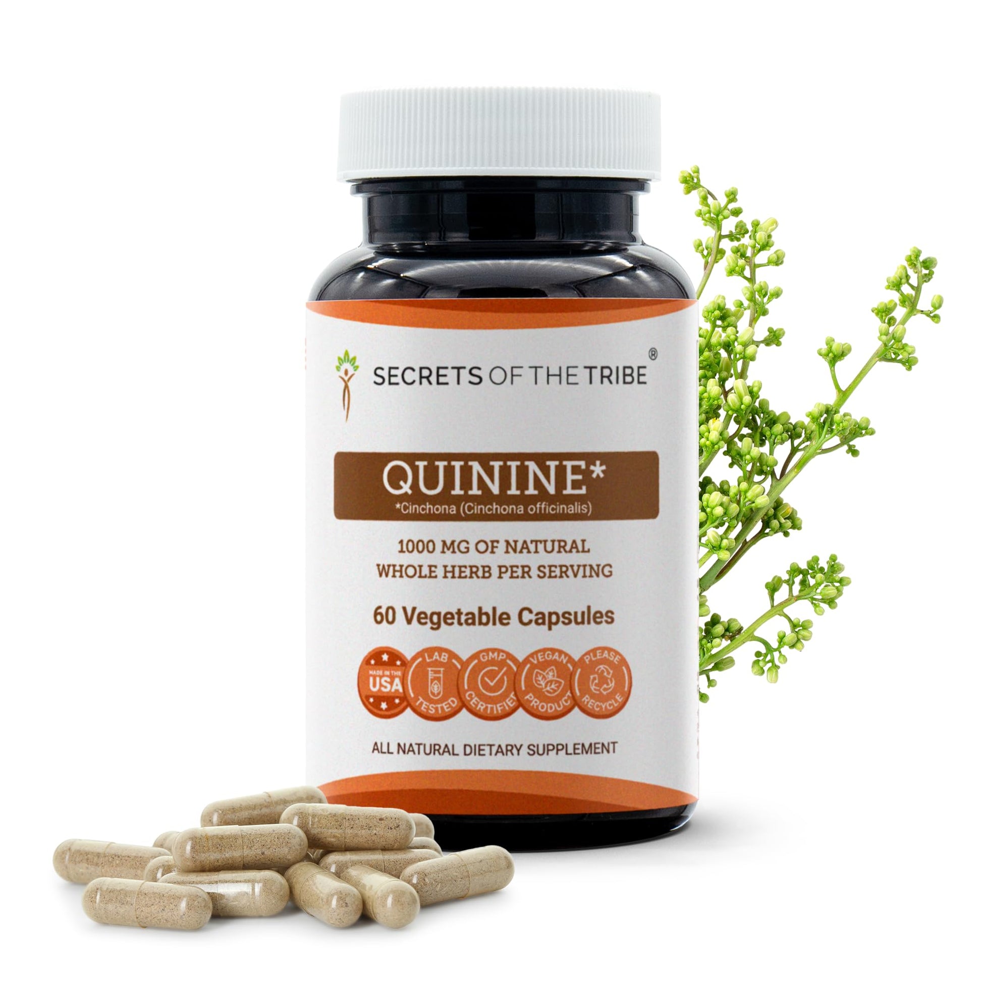 Secrets of the Tribe Quinine 1000 mg Capsules 60 Count