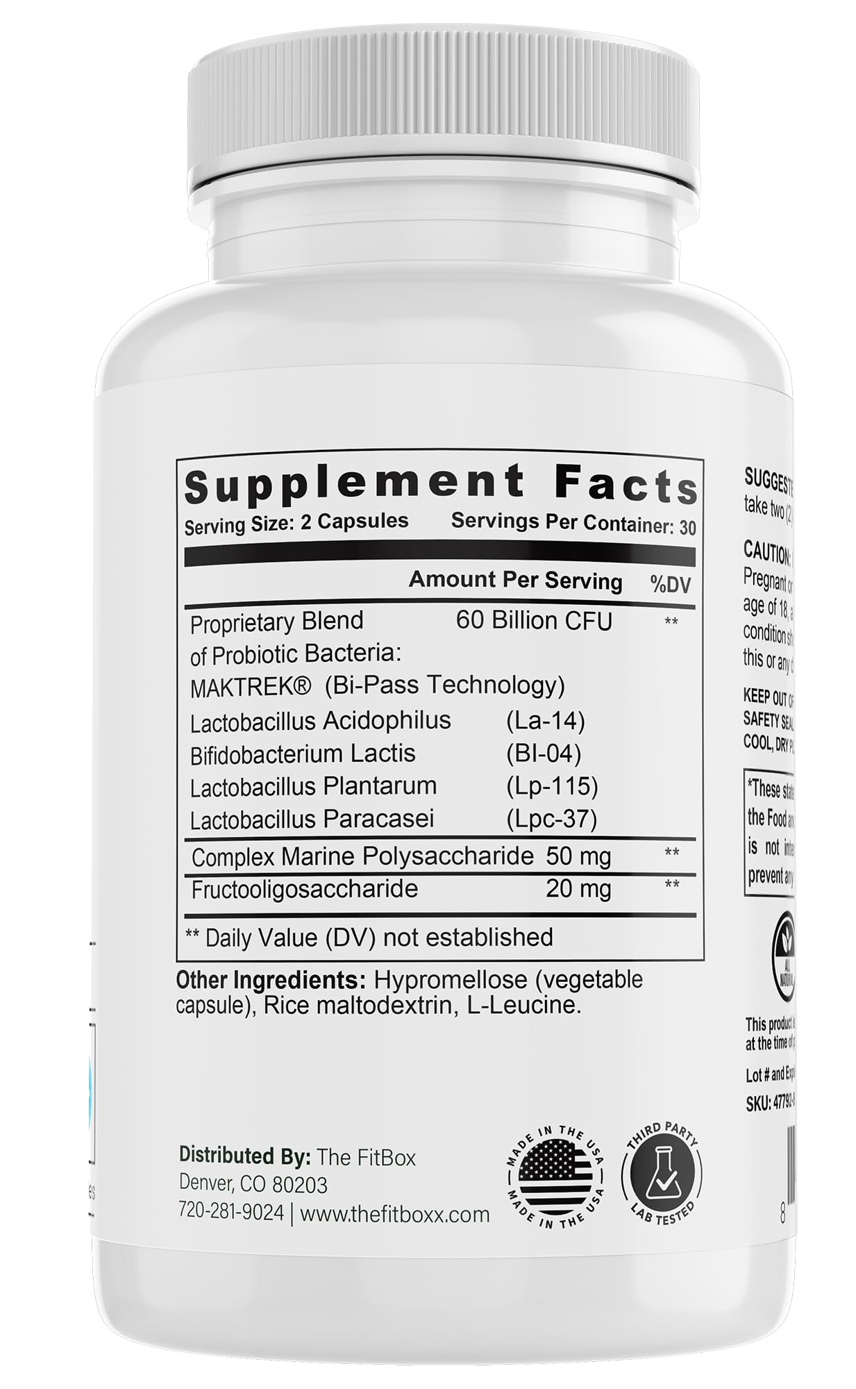 Fit Boxx VitalMatrix Daily Probiotic Capsules 60 Count