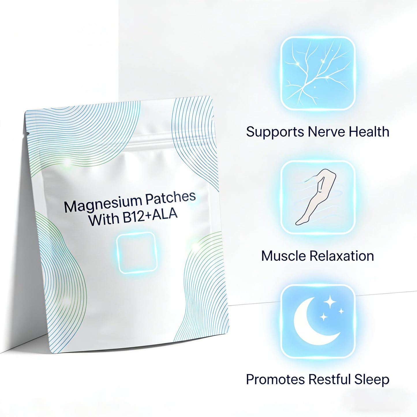 Guliqi Magnesium Patches with B12 + ALA – Supports Nerve Health, Muscle Relaxation & Calm Routine – Tablets, 30 Count