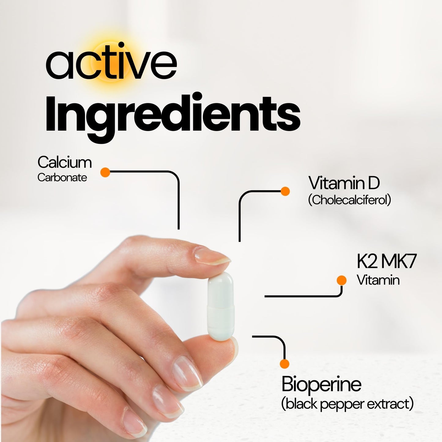 Orgaboom Vitamin D3 K2 Calcium Supplement Capsule, 60 Capsules