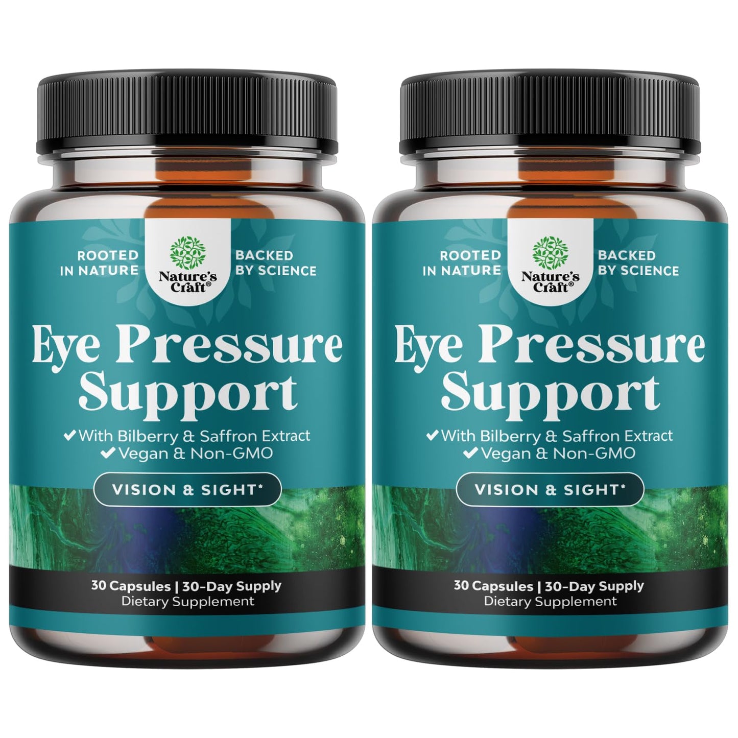 Natures Craft Eye Pressure Support with Bilberry Extract - Vegan Eye Health Supplement for Ocular Pressure Relief, Vision Support Capsules, 60 Count