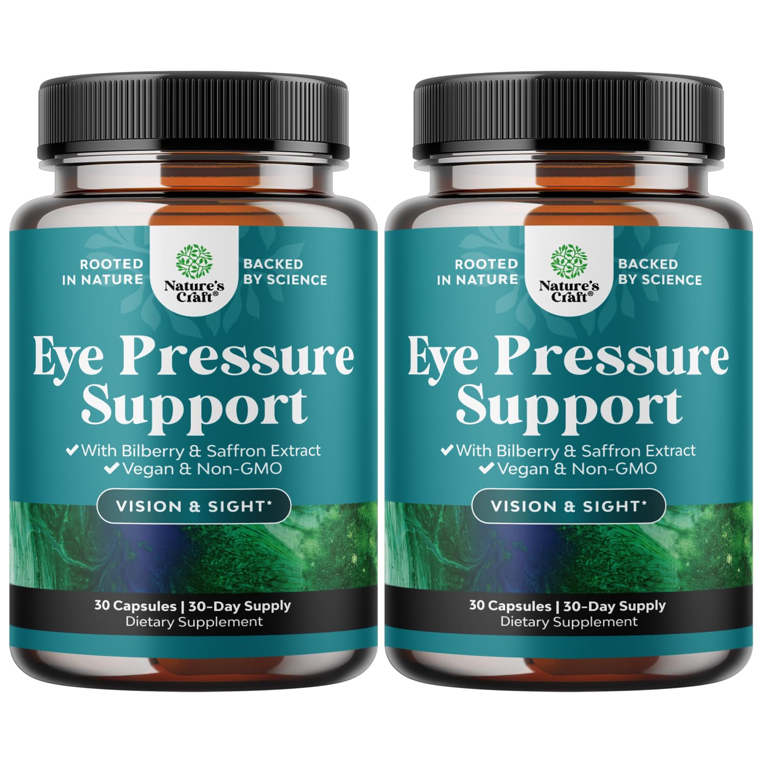 Natures Craft Eye Pressure Support with Bilberry Extract - Vegan Eye Health Supplement for Ocular Pressure Relief, Vision Support Capsules, 60 Count