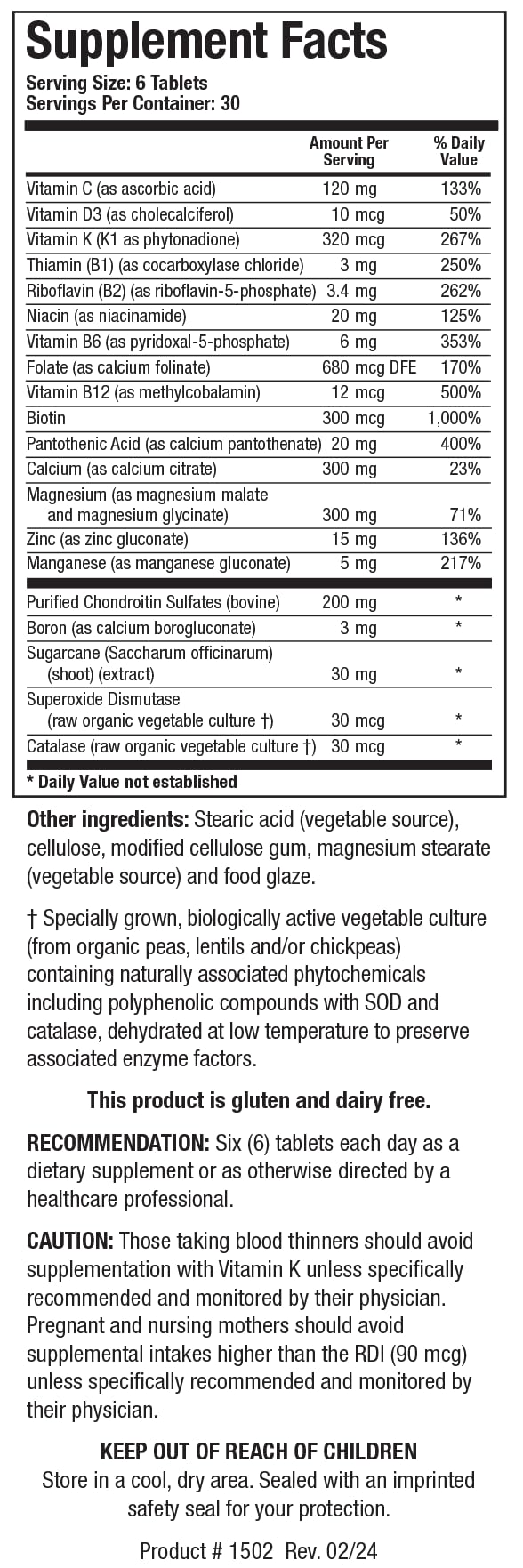 BIOTICS RESEARCH Osteo B II Optimal Bone Health Support CaMg Easy to Swallow 180 Tablets