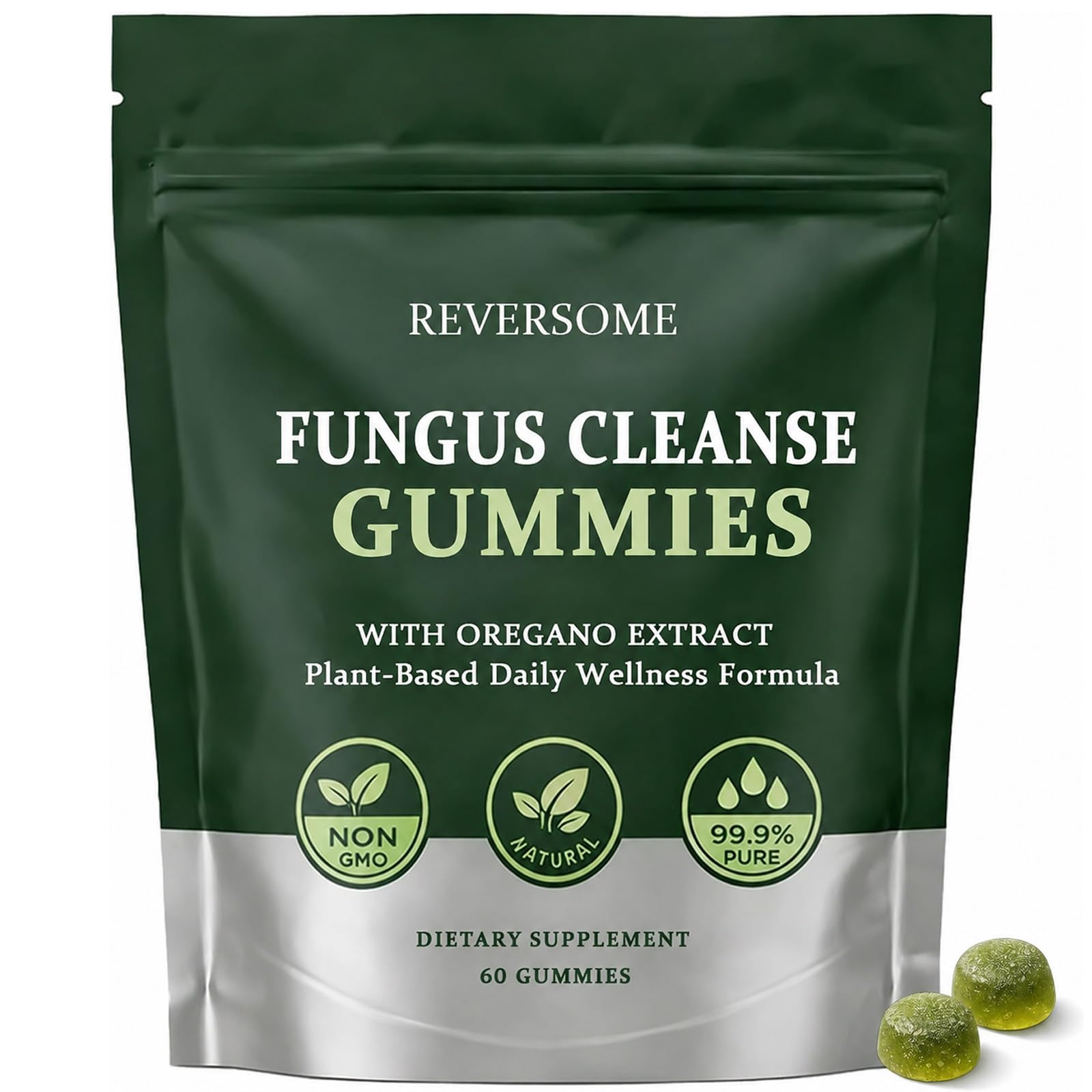 QUZOYU Reversome Cleanse Gummies with Oregano Extract & Black Seed Oil, Non-GMO, 60 Count