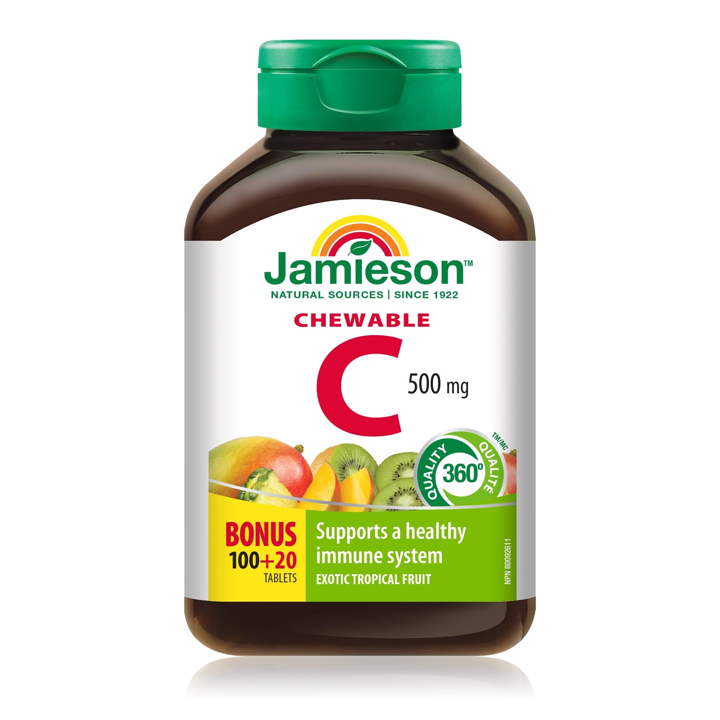 Jamieson Laboratories Vitamin C 500 mg Exotic Tropical Fruit Chewable, 120 Count