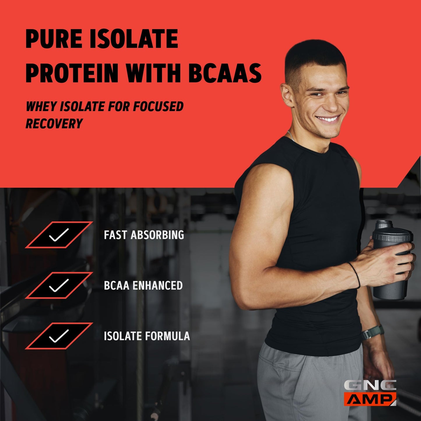 GNC AMP Wheybolic Whey Protein Isolate with BCAA Strawberries and Cream Powder 25 Servings